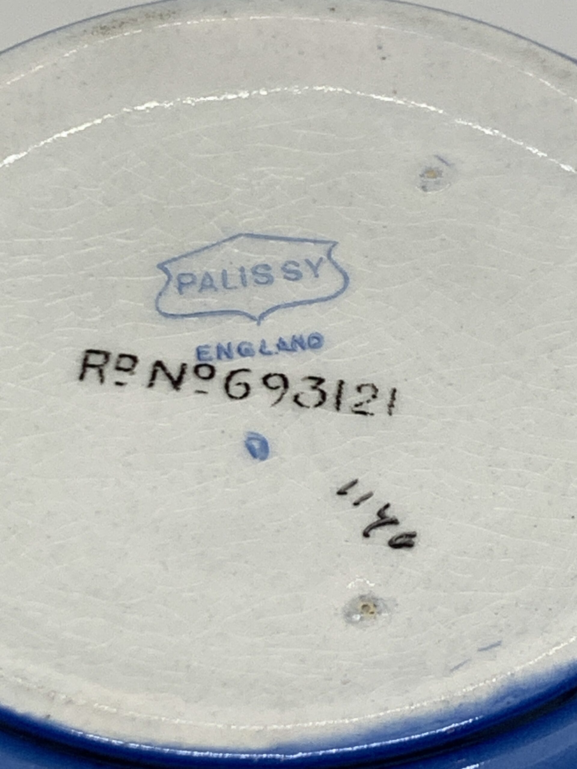 1920s Palissy England RdNo693121 Bluebirds Sugar Bowl with Spoon