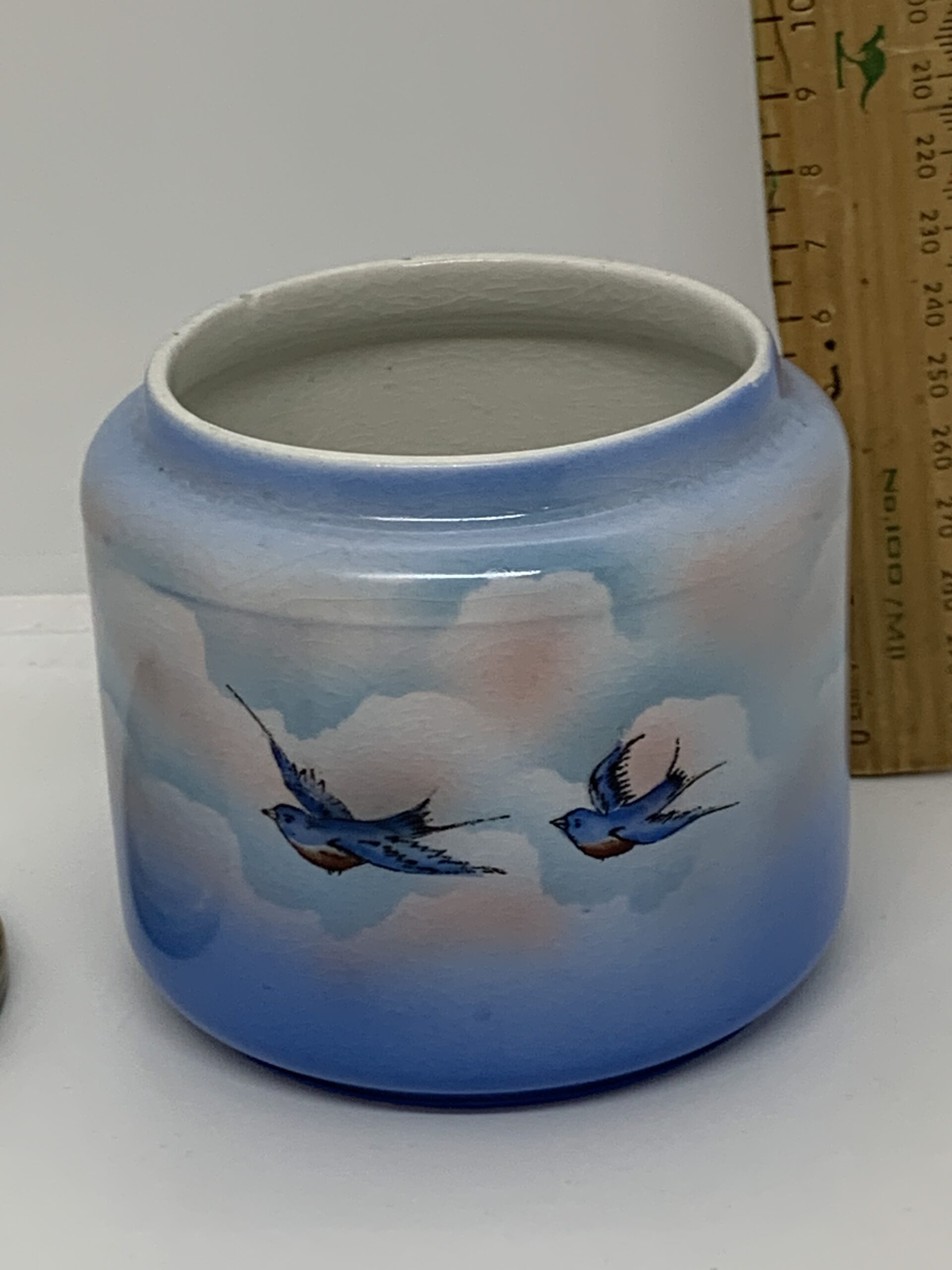 1920s Palissy England RdNo693121 Bluebirds Sugar Bowl with Spoon