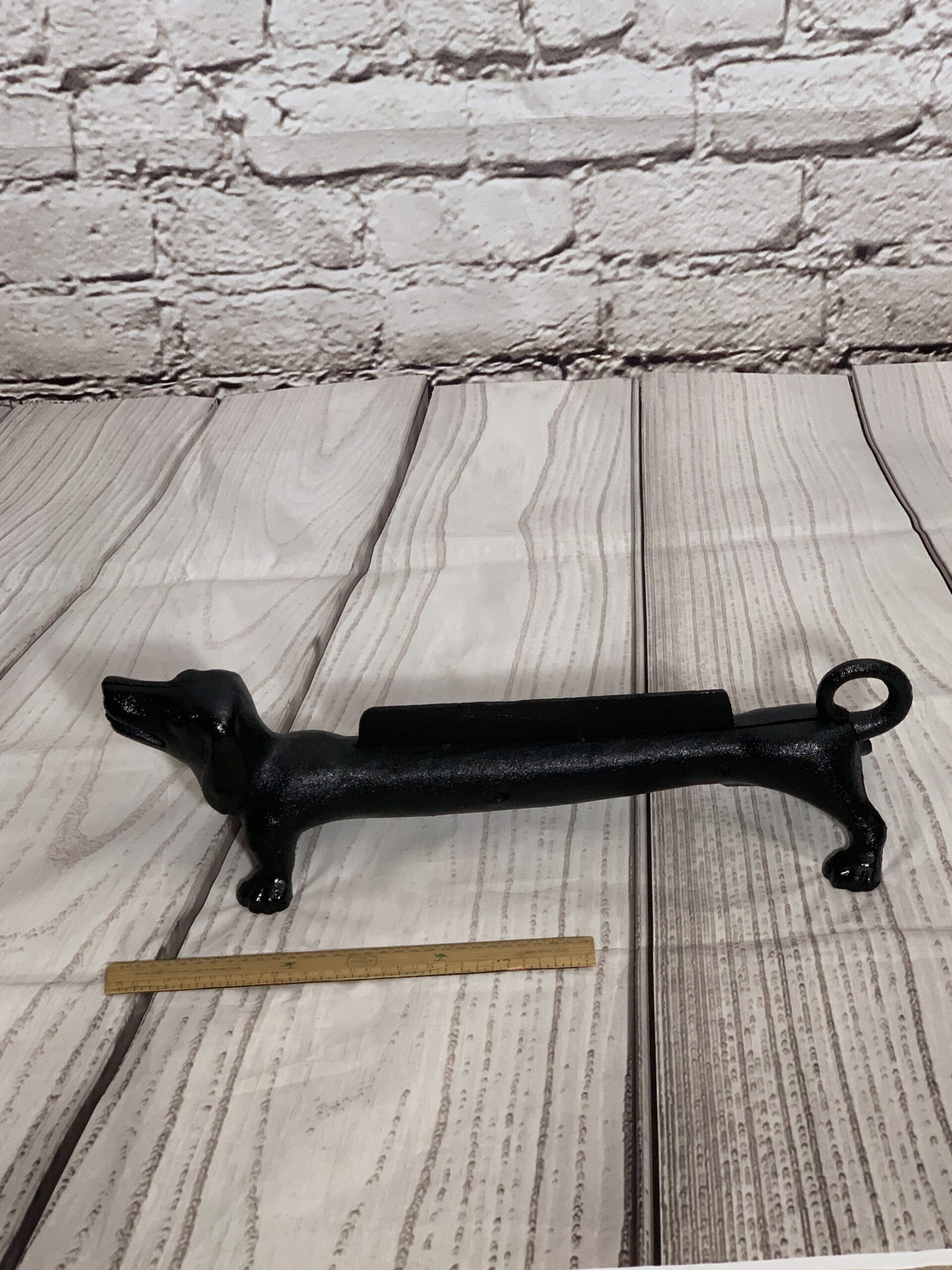 Cast Iron Sausage Dog Boot Scraper 54cm long Vintage Keepsakes