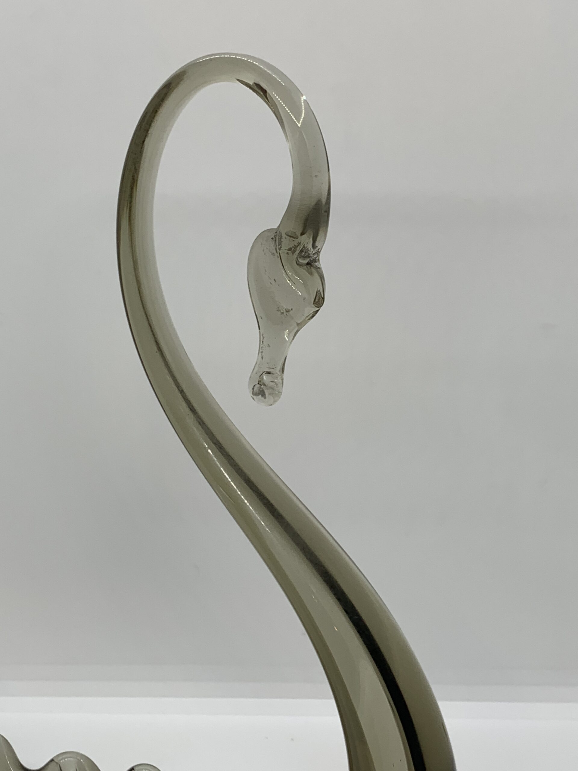 1960s Whitefriars Smoked Glass Swan Bowl 26cm with Original Label