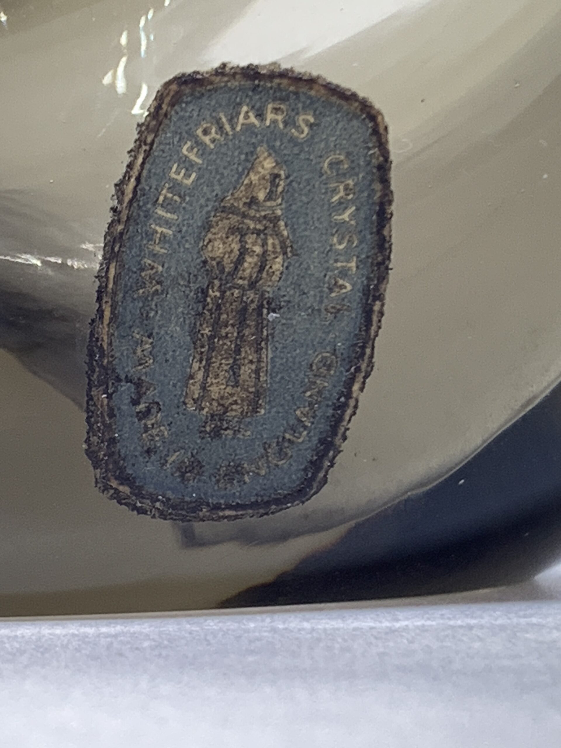 1960s Whitefriars Smoked Glass Swan Bowl 26cm with Original Label
