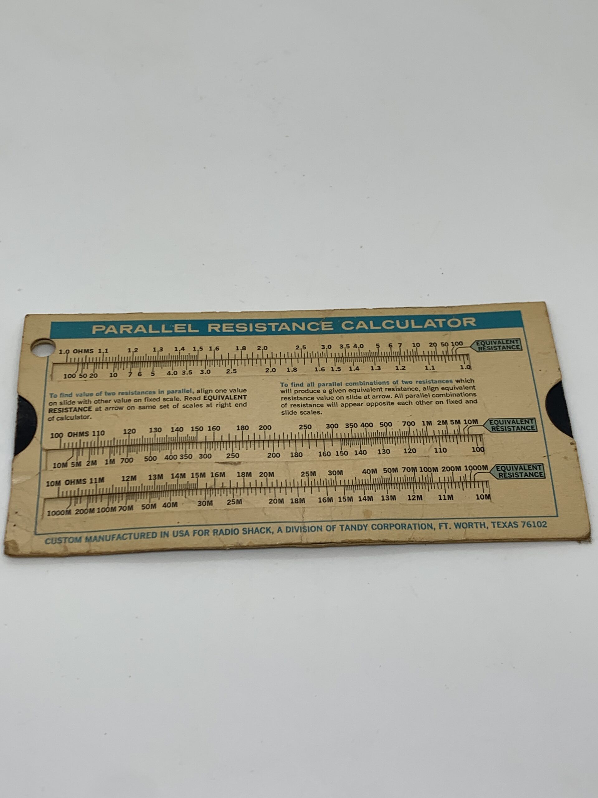 1980s Radio Shack Ohms Law Slide Rule Calculator