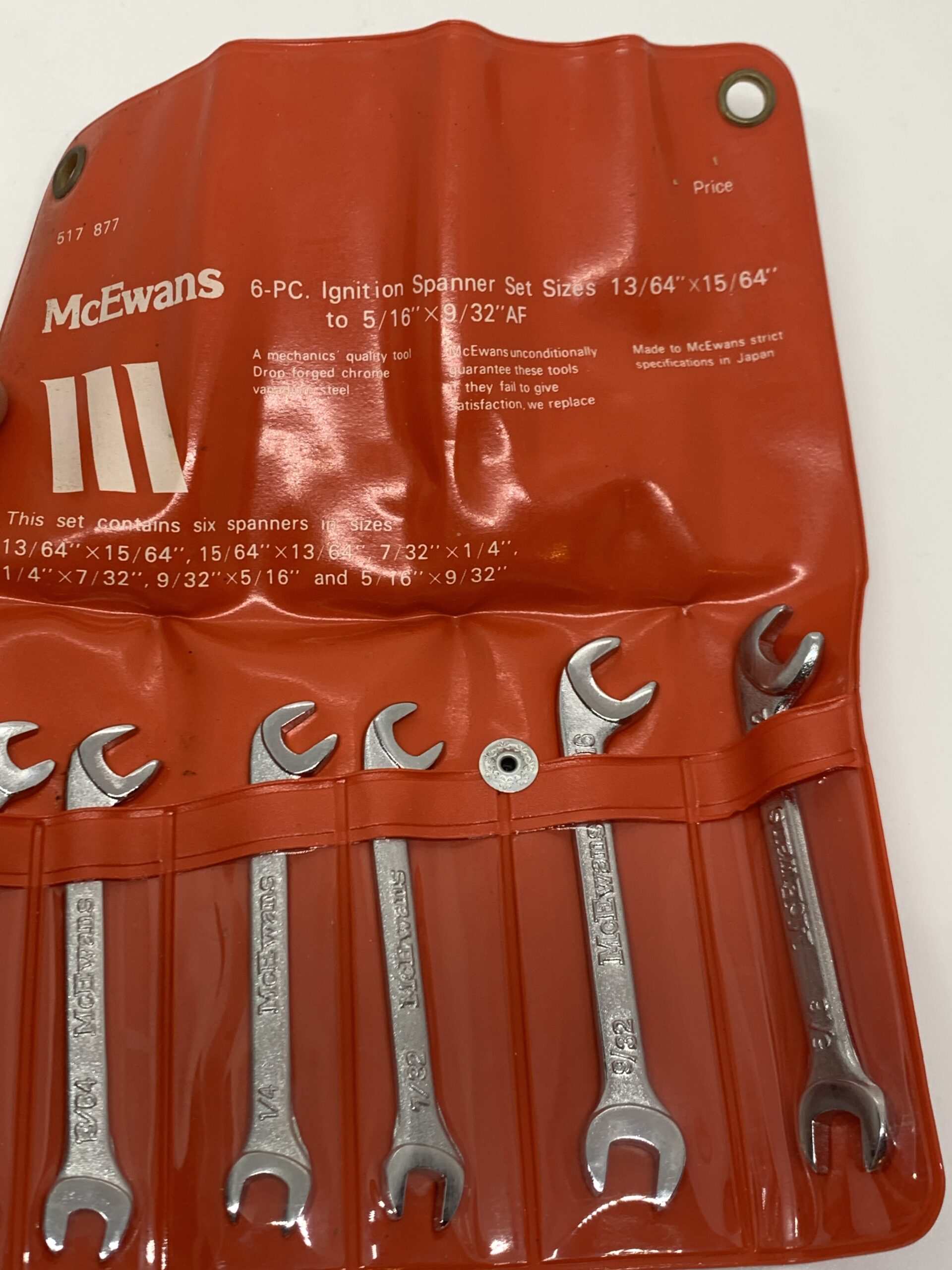 Vintage McEwans 6pc Ignition Spanner Set Imperial Vintage Keepsakes