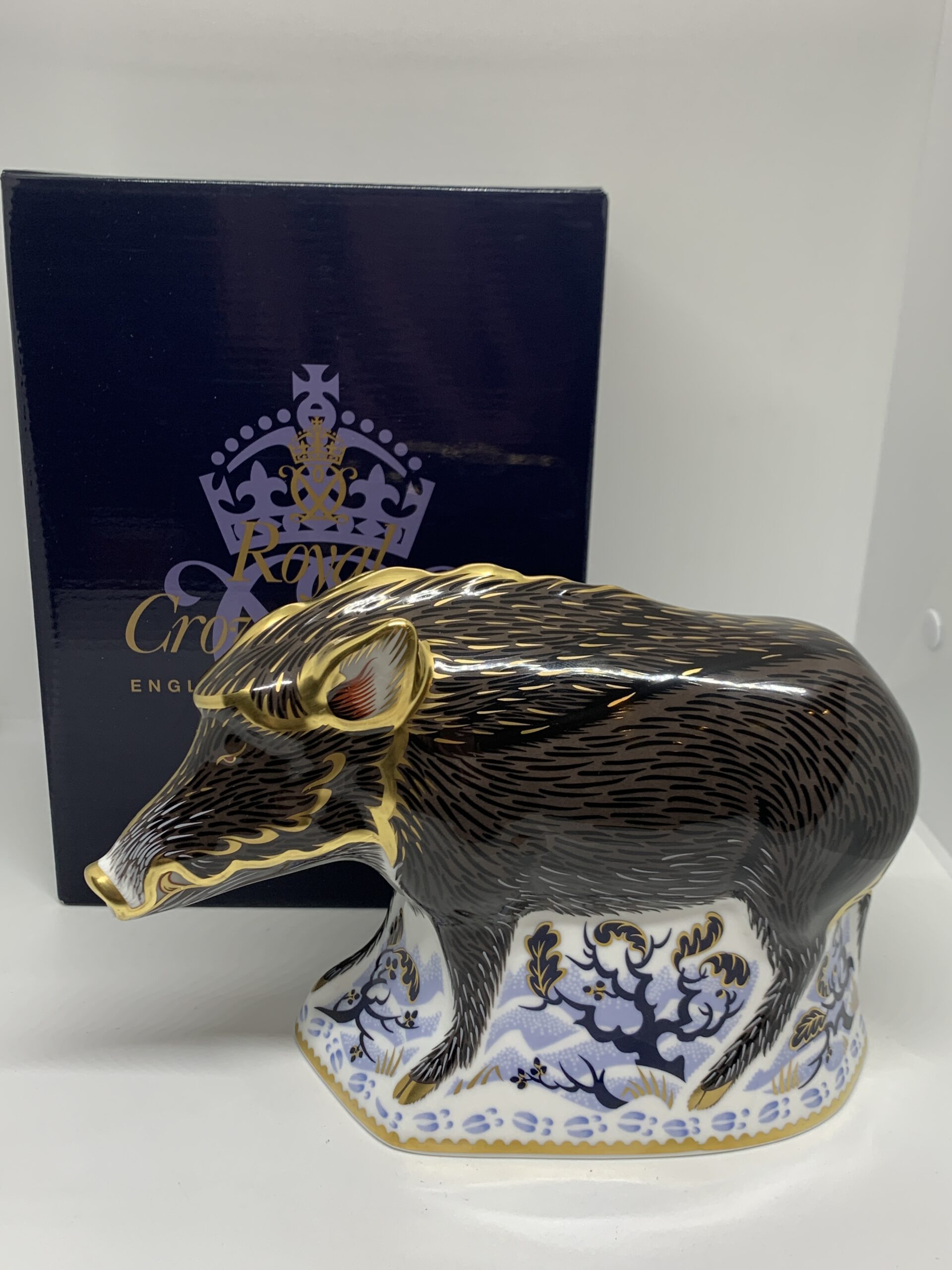 Royal Crown Derby Large The Wild Boar - signed Hugh Gibson