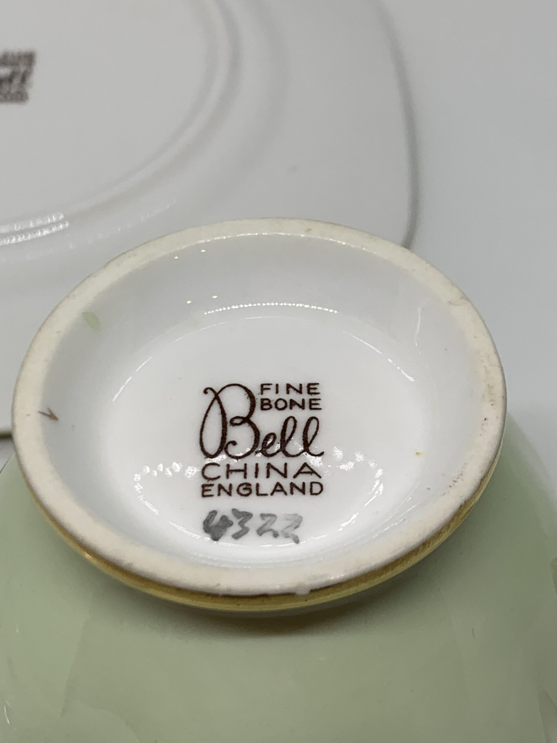 Vintage Bell Fine Bone China Pale Green with Gilt Grapes and Vines Trio ...