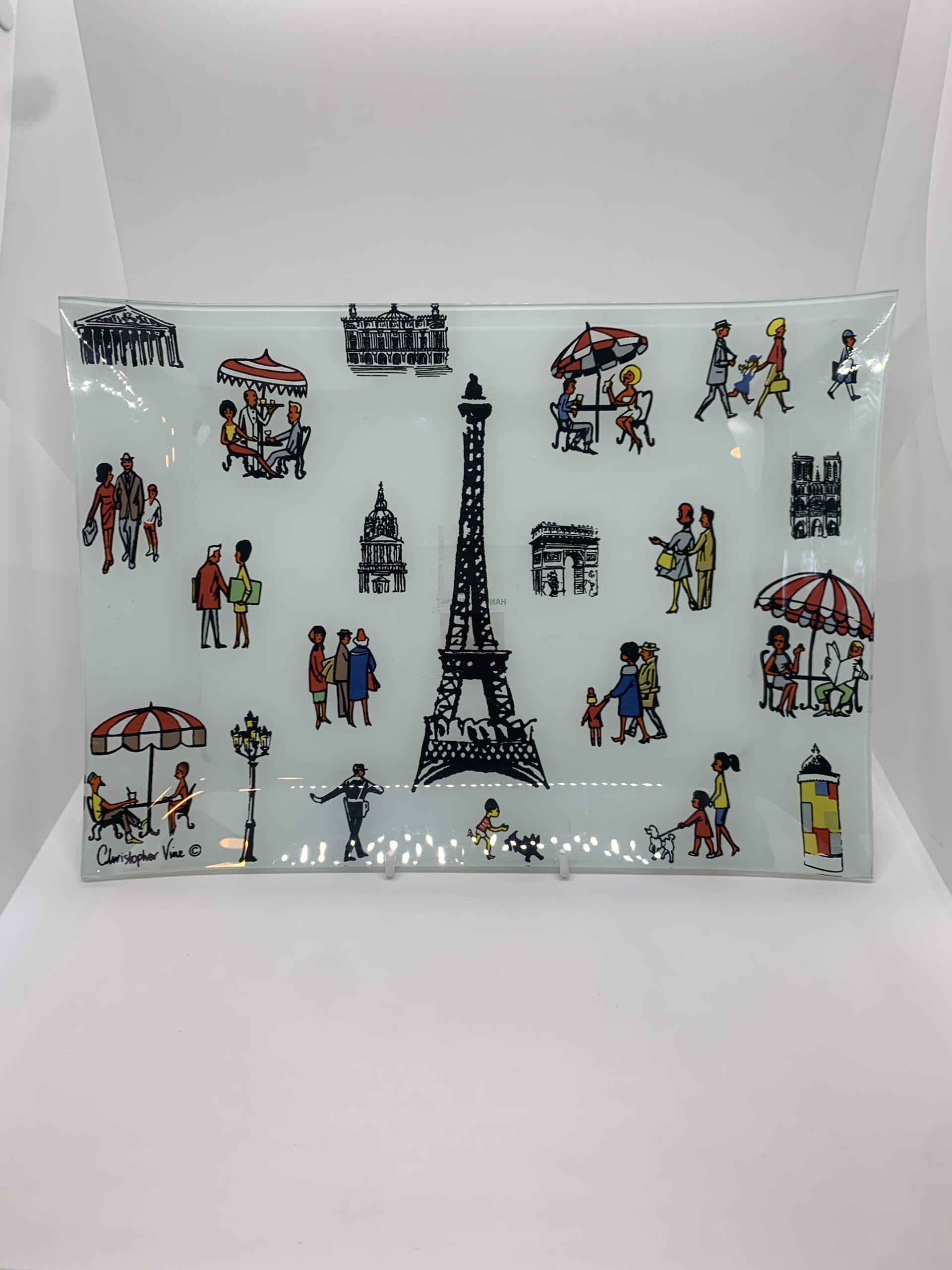 Christoper Vine Design Glass Plate Promenade 25x35cm Vintage