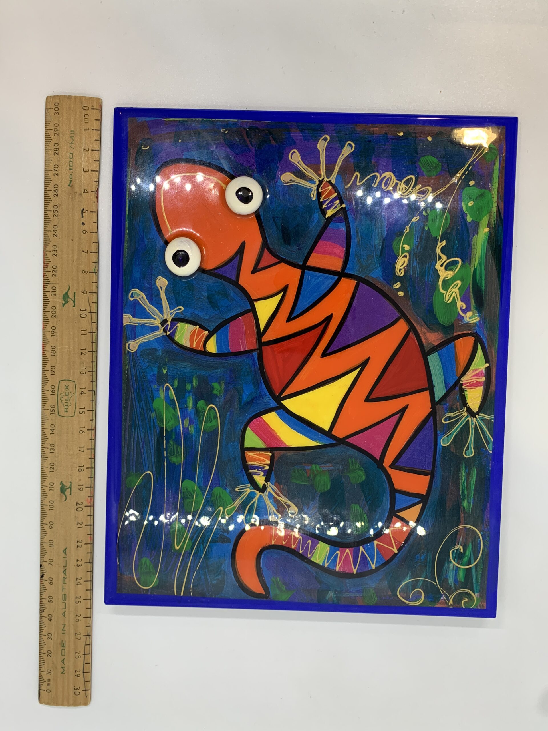 Painted Lizard Tile 25x20cm - Vintage Keepsakes