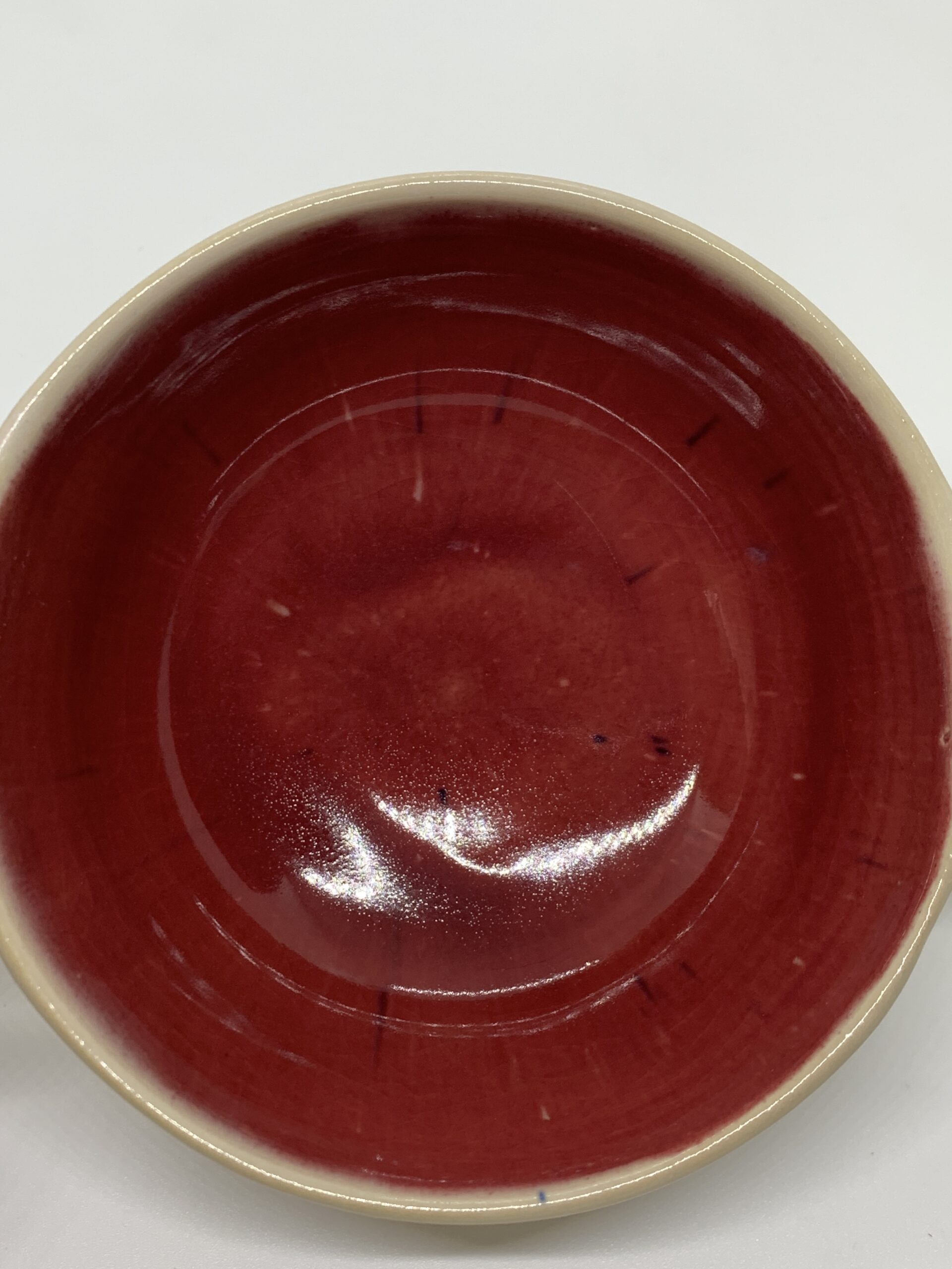 Dyson Double Handled Ramekin with burgundy centre - Vintage Keepsakes