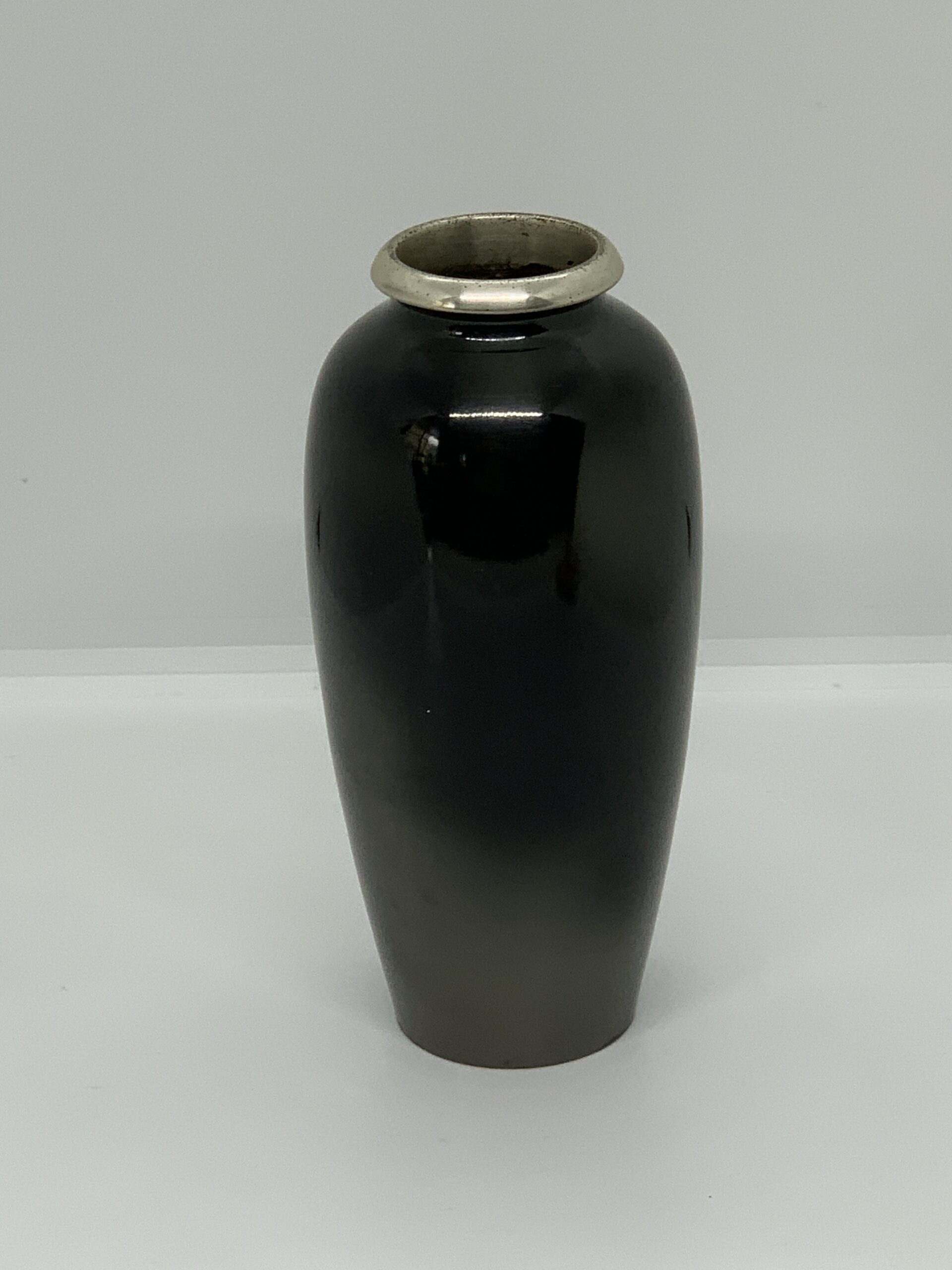 Vintage Japanese Etched Metal Vase - Mount Fuji - 16cm - Vintage Keepsakes
