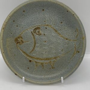 Studio Pottery Plate Incised Fish Pattern 17cm (stamped) Ingeborg Gormanns