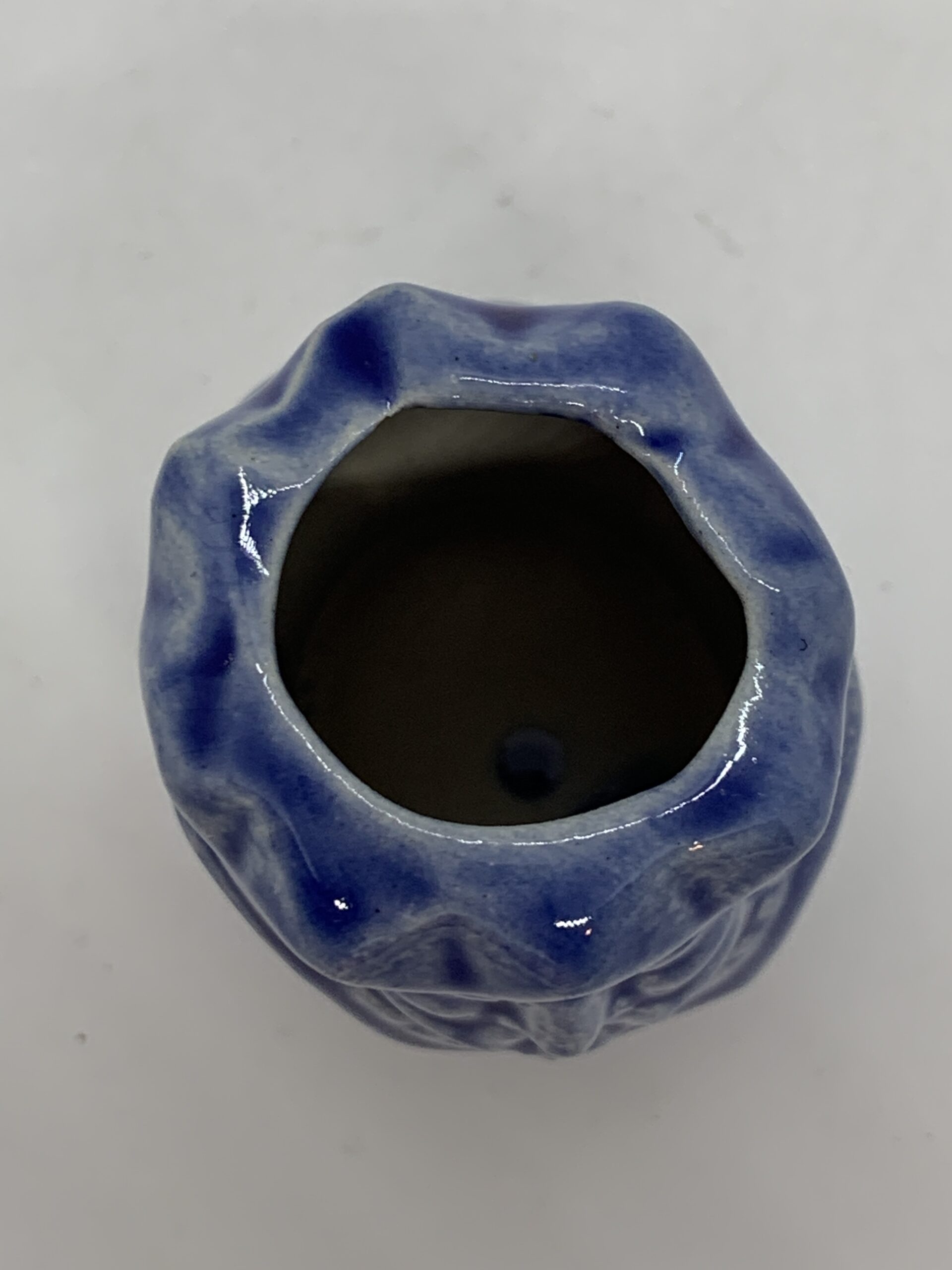 1960s Japanese Blue Ceramic King Toothpick Holder 5.5cm