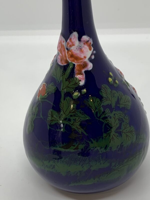 Vintage Blue Ceramic Handpainted Ceramic Bud Vase 15cm - Vintage Keepsakes