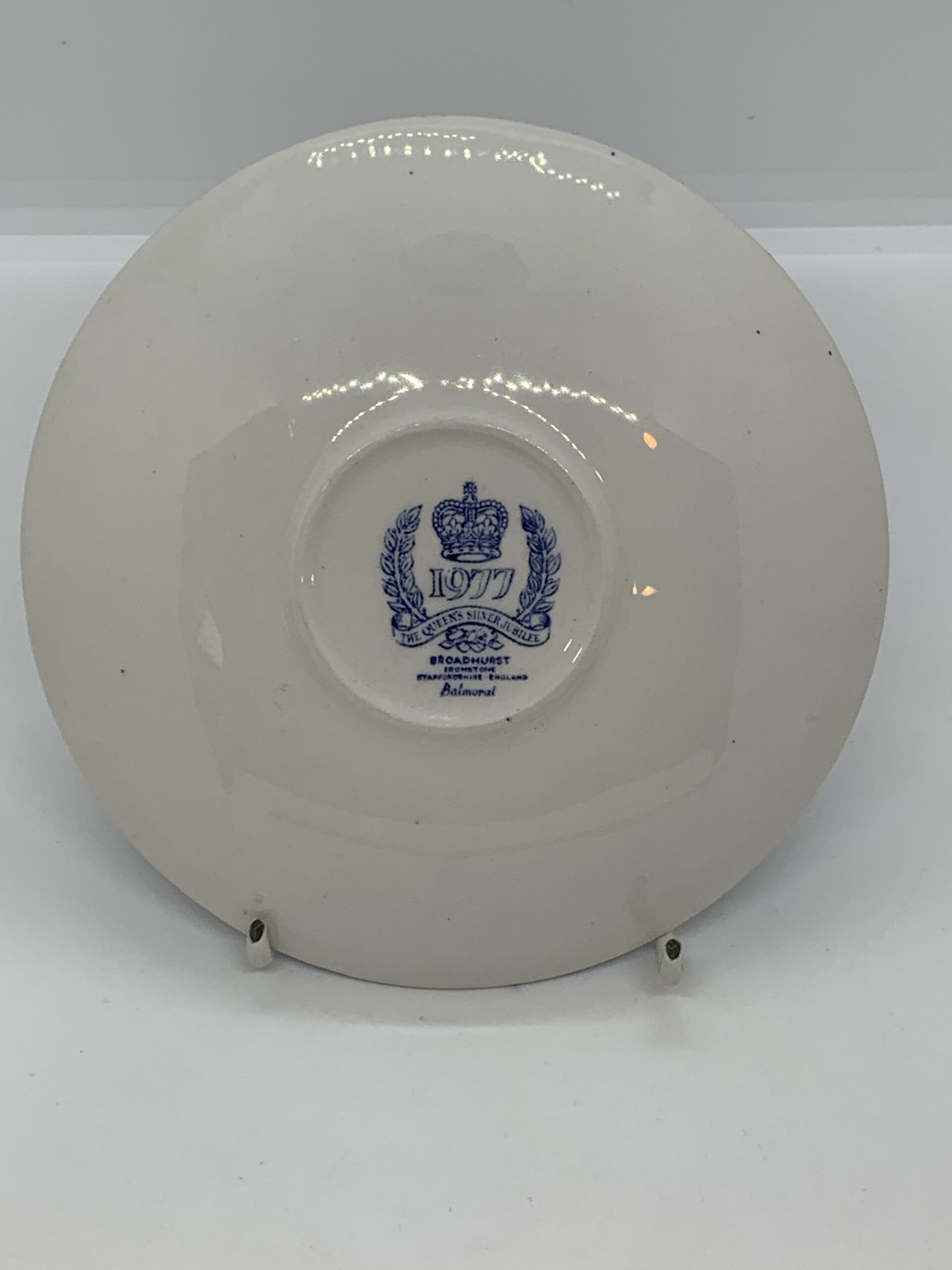 1977 Queens Silver Jubilee Broadhurst Blue and White Saucer 14cm