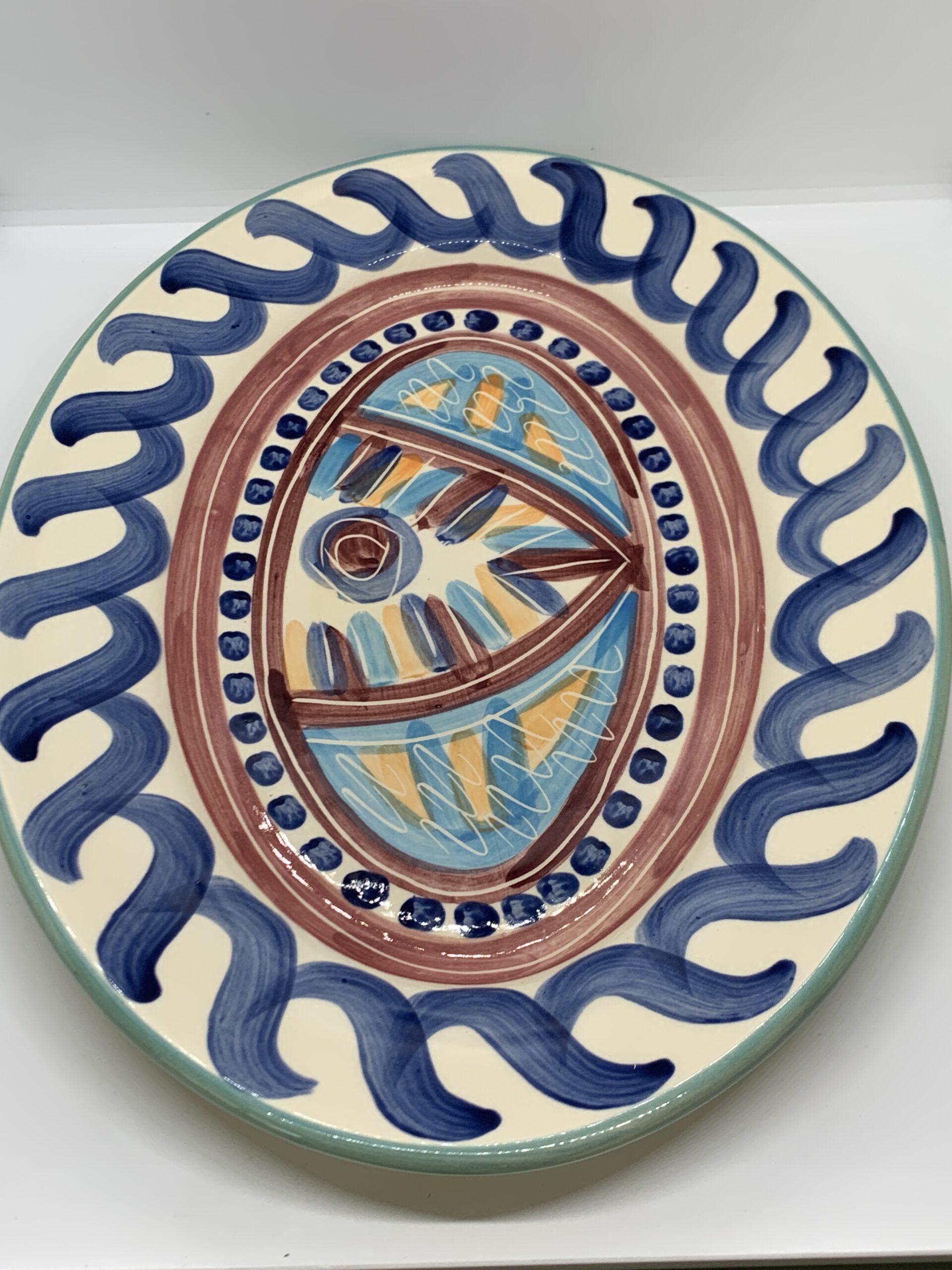 Kez and M Jay Design Oval Pottery Platter 40cm - Vintage Keepsakes