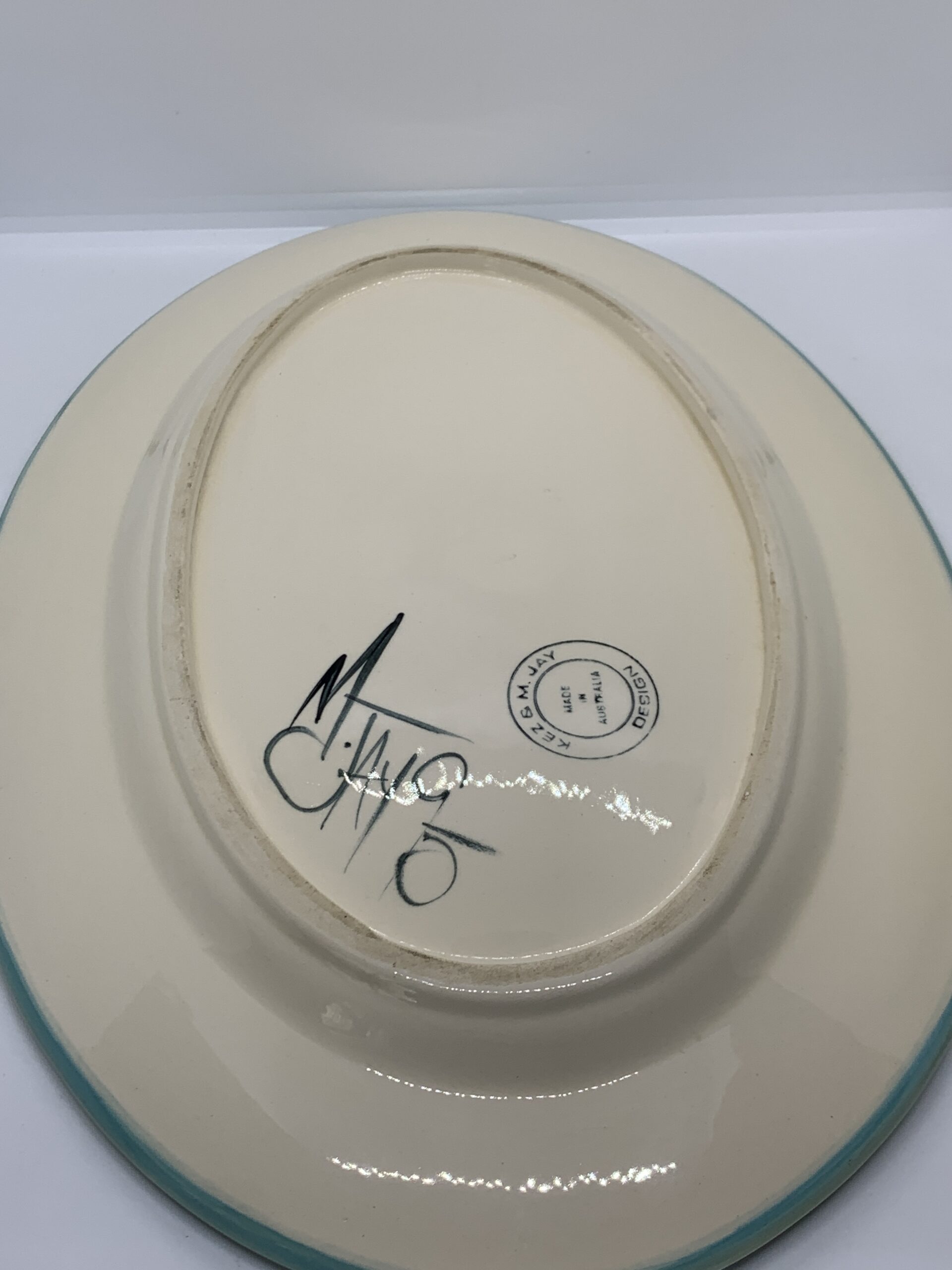 Kez and M Jay Design Oval Pottery Platter 40cm - Vintage Keepsakes