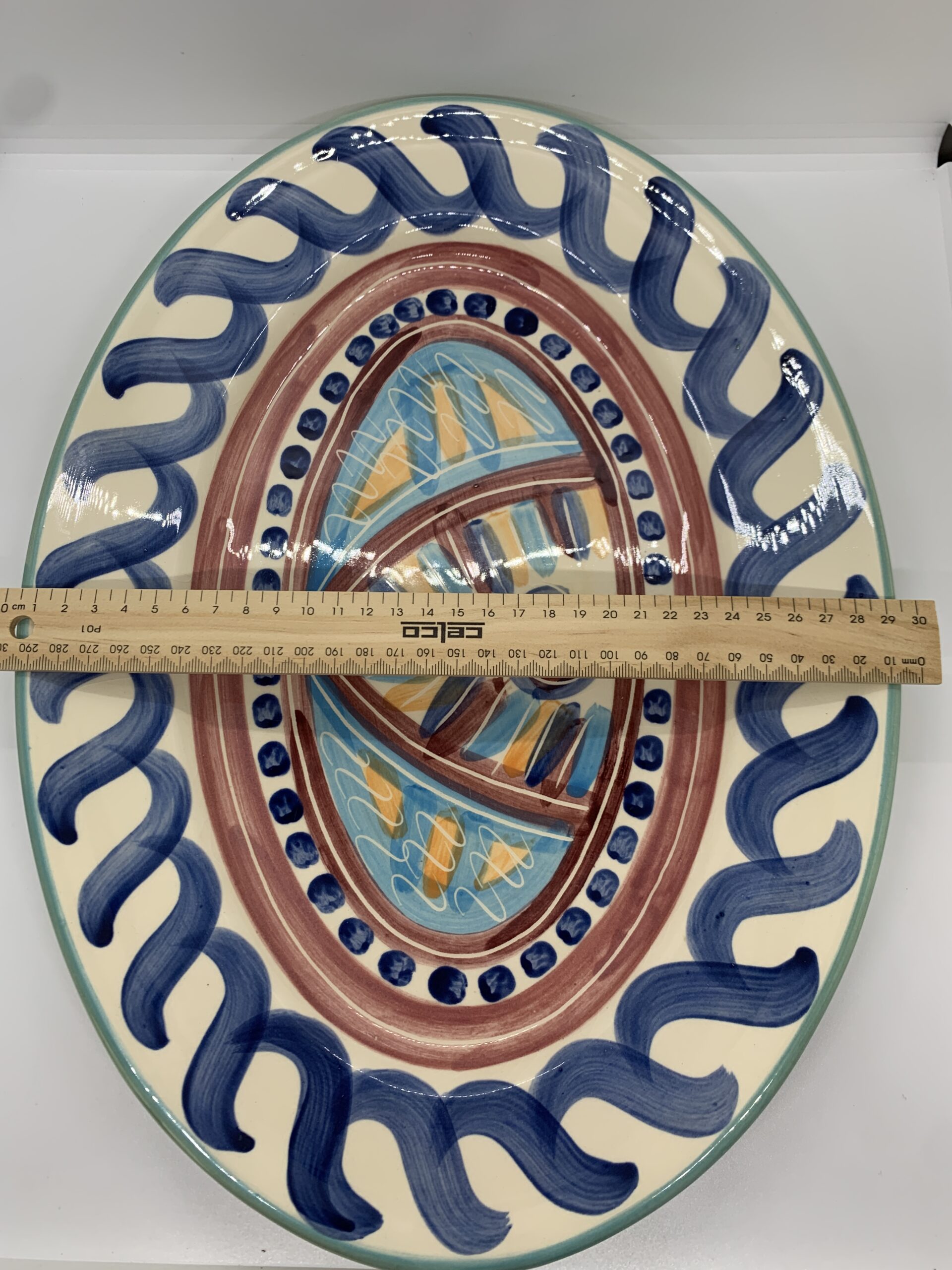 Kez and M Jay Design Oval Pottery Platter 40cm - Vintage Keepsakes