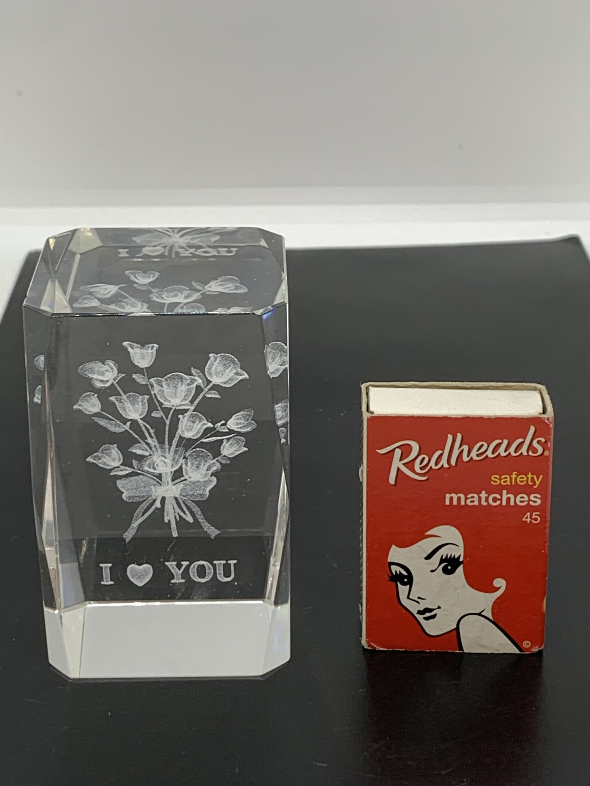 Laser Etched 3D Glass Square Paperweight with I Love You and Flowers ...