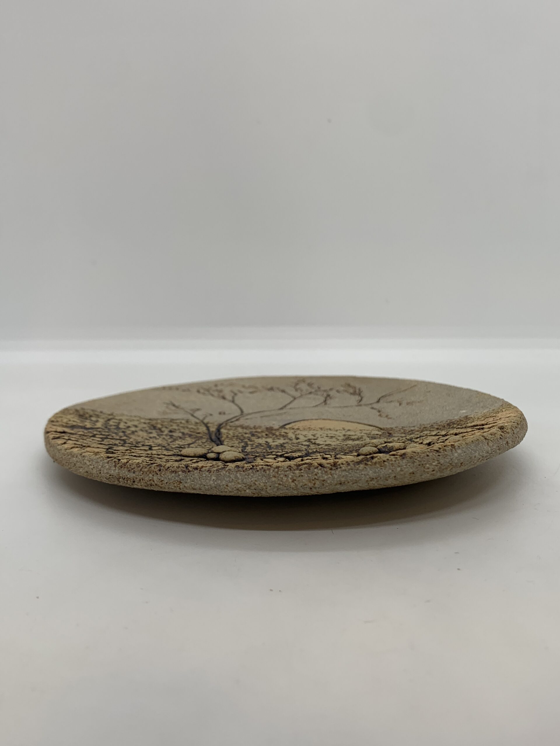 Yvonne Strick Pottery Plate with Sunrise Incised Pattern13cm