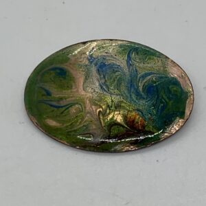 Enamelled Copper Brooch Oval 4.5cm