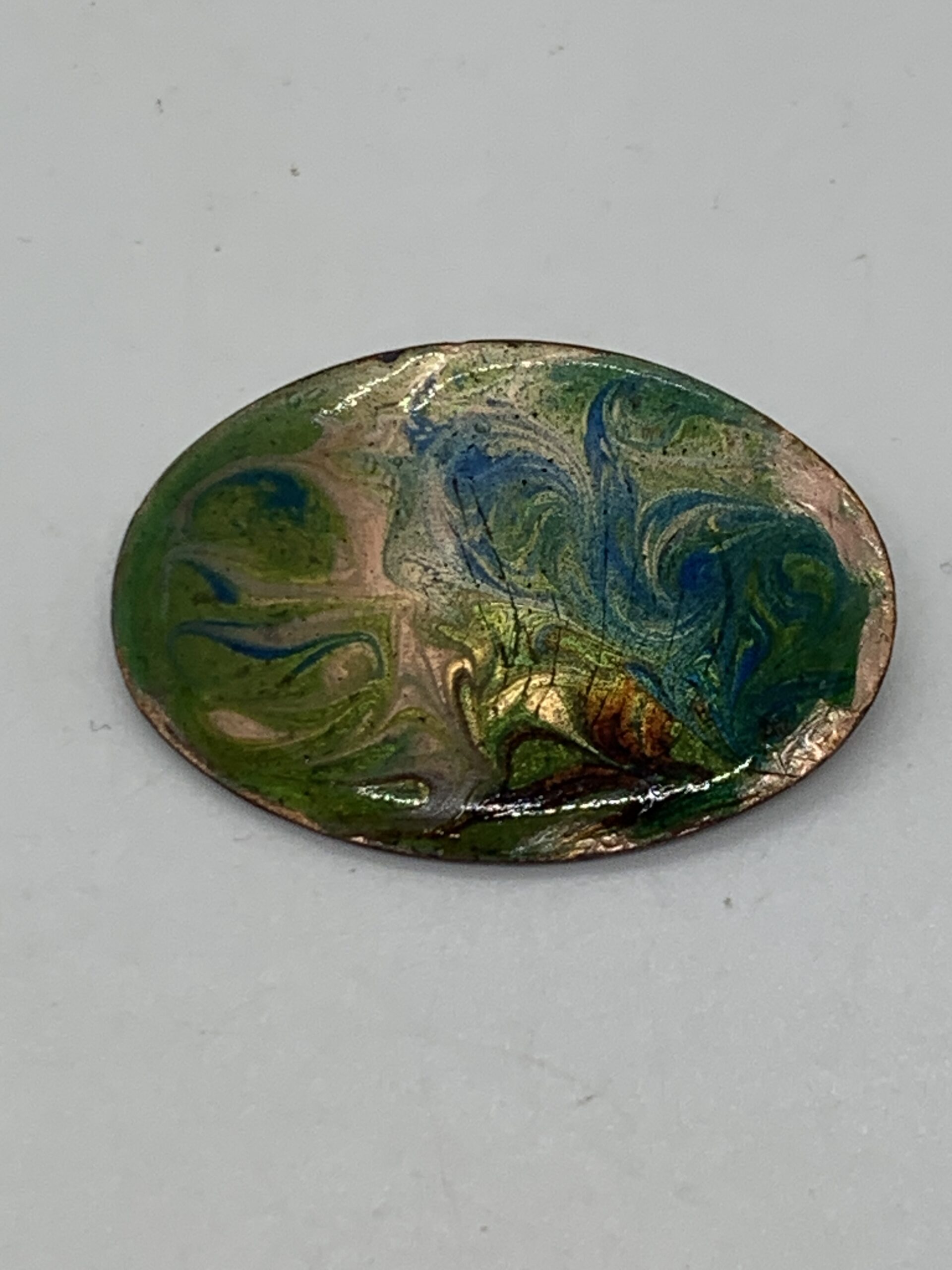 Enamelled Copper Brooch Oval 4.5cm