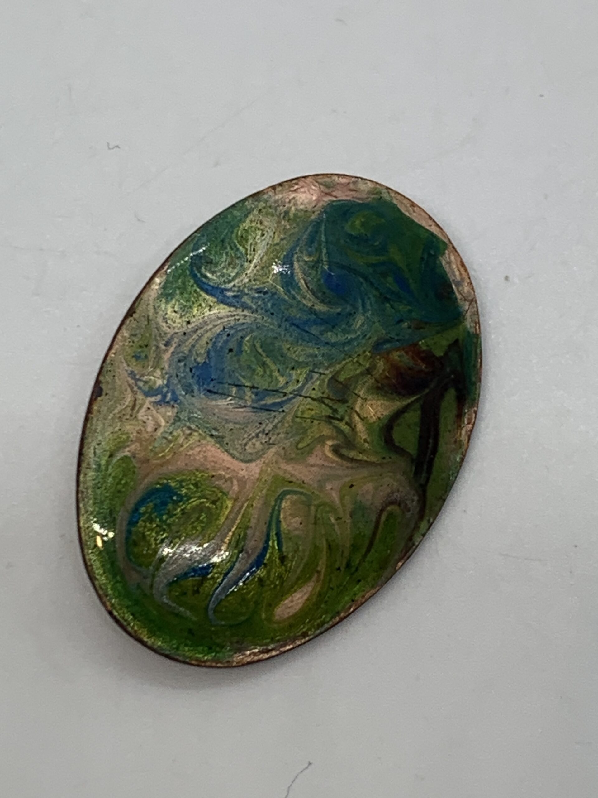 Enamelled Copper Brooch Oval 4.5cm