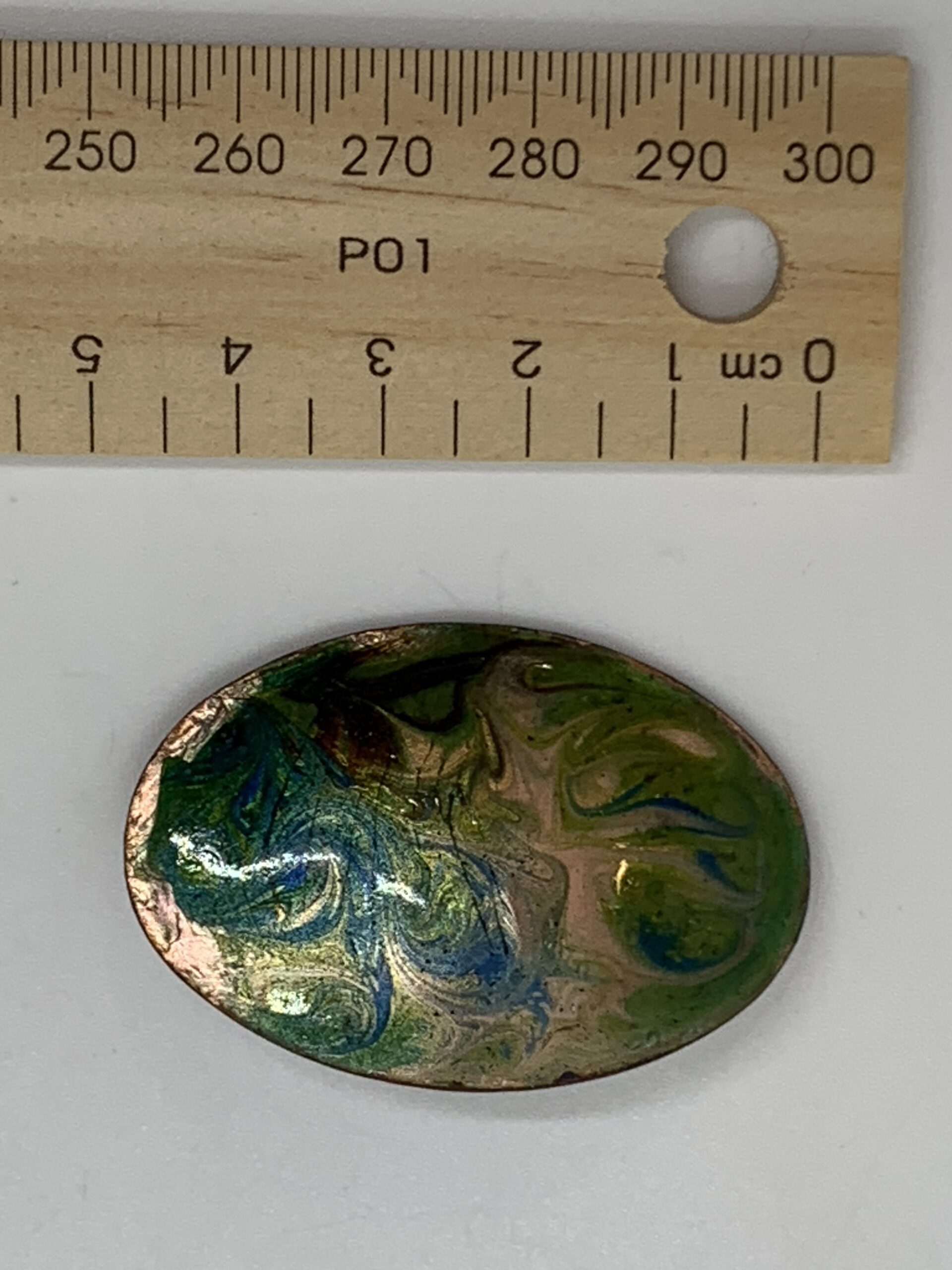 Enamelled Copper Brooch Oval 4.5cm