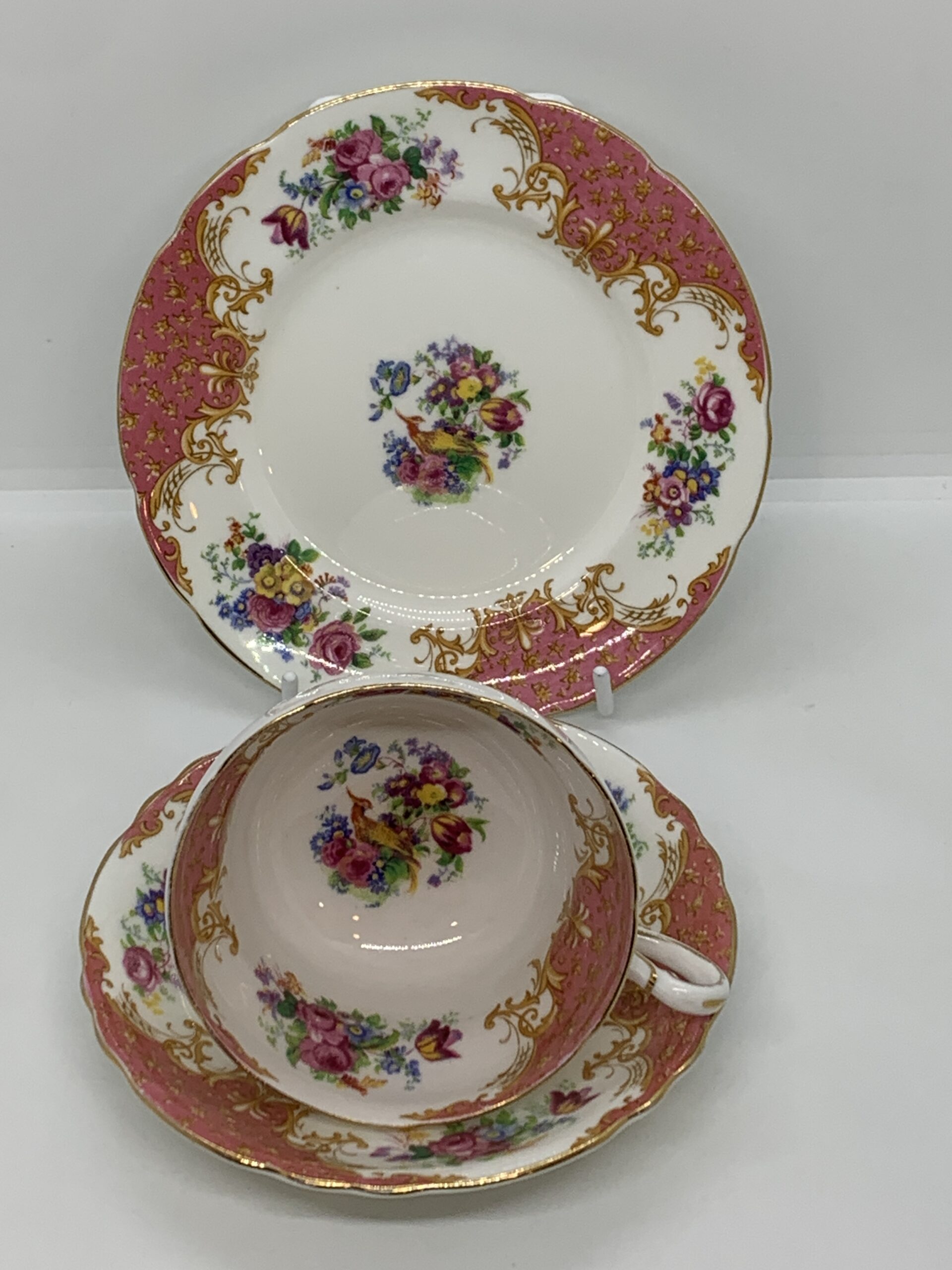Paragon Rockingham Paragon Rockingham Pink Fine Bone China Trio Made in England - Vintage ...