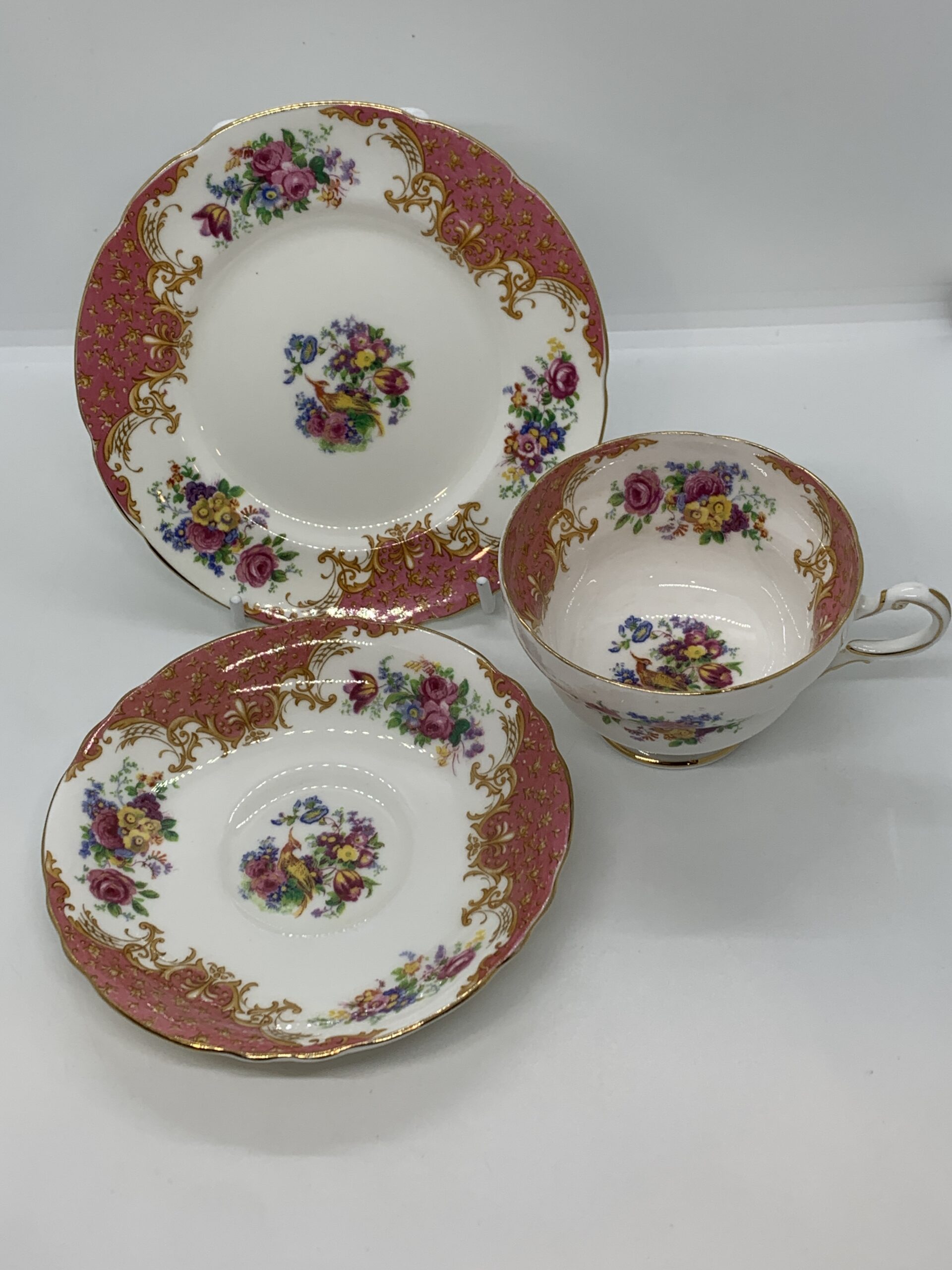 Paragon Rockingham Paragon Rockingham Pink Fine Bone China Trio Made in England - Vintage ...