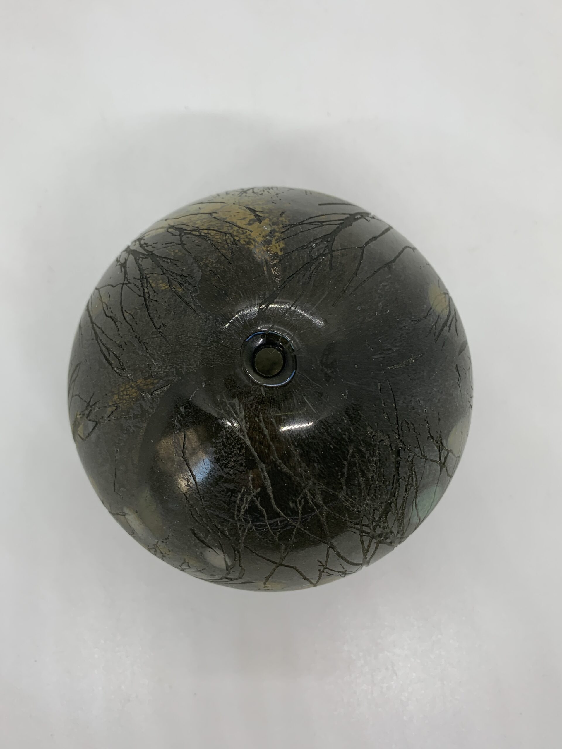 Glass Paperweight Orb with Incised Tree Design 10cm - Vintage Keepsakes