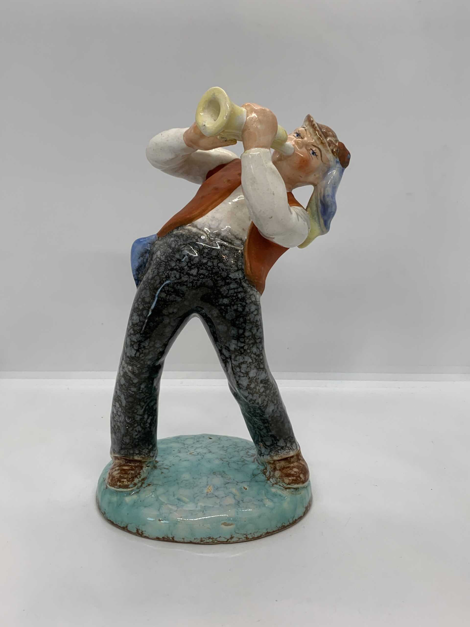 Vintage Czech Ditmar Urbach Man Playing Trumpet Porcelain Figure 22cm