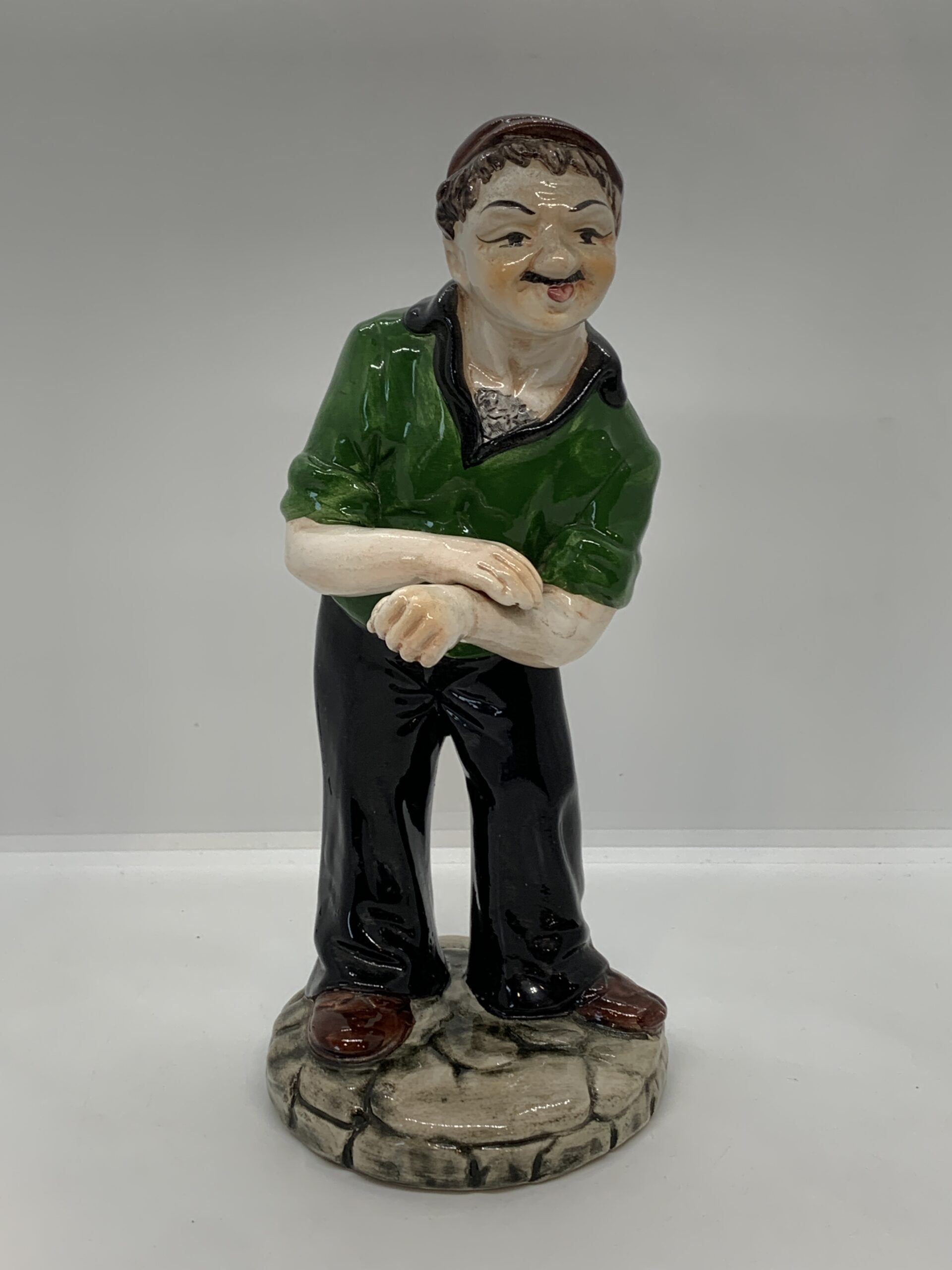 Porcelain Fisherman in Green Shirt 25cm