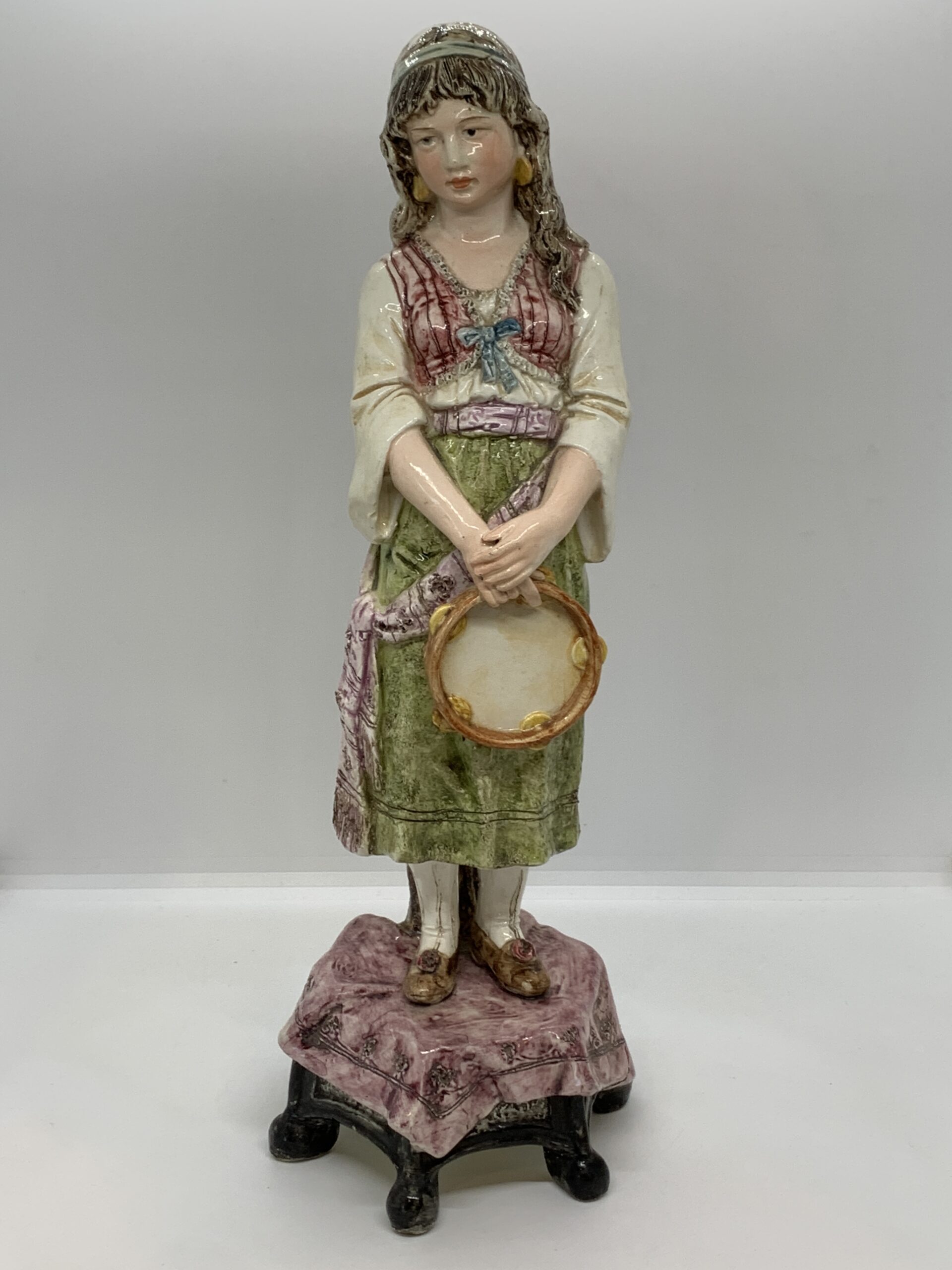 Porcelain Gypsy Lady with Tambourine stamped 629 35cm