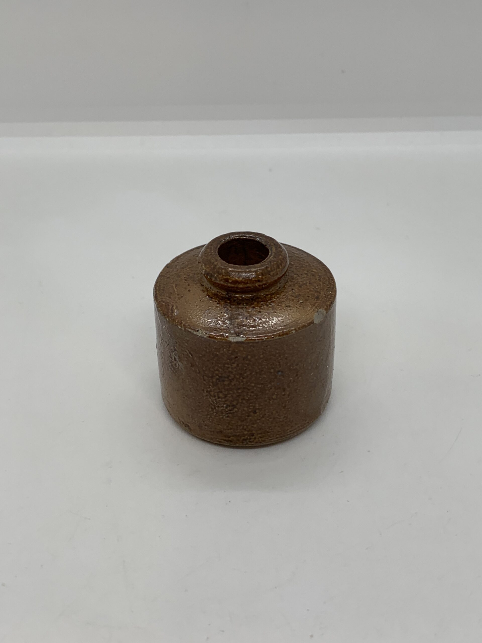 Vintage Salt Glazed Stoneware Ink Bottle Ink Well 4.5cm