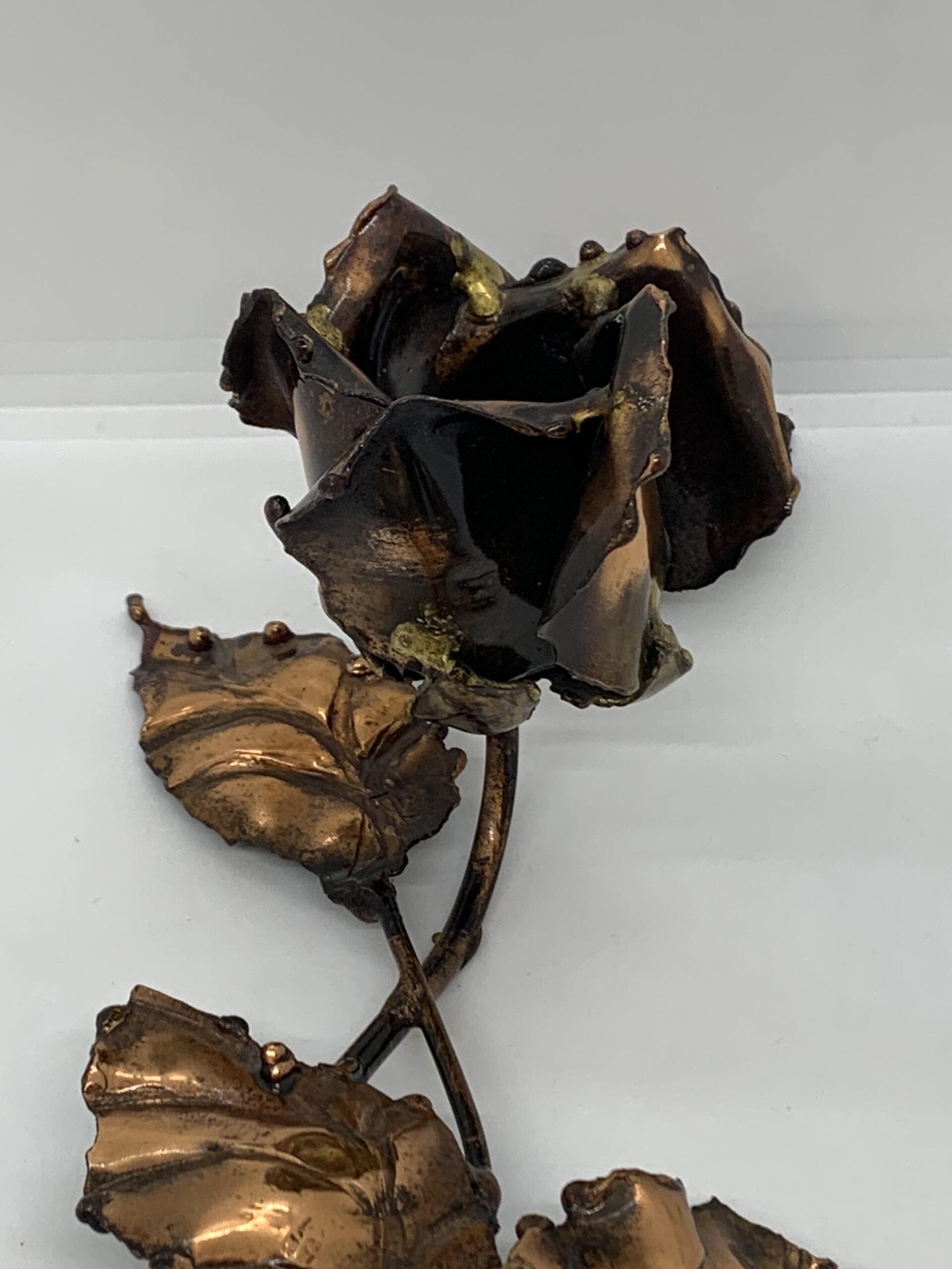 Copper Art Gallery Rose Table Candle Holder - signed M Marik - 44cm