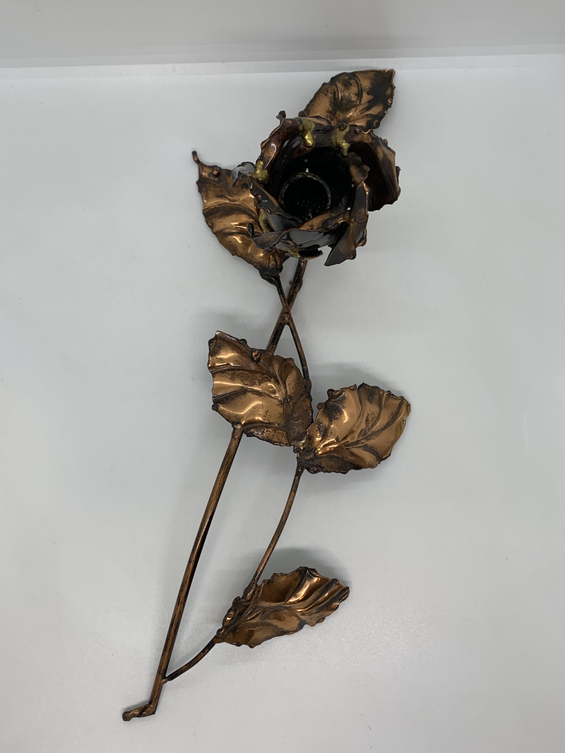 Copper Art Gallery Rose Table Candle Holder - signed M Marik - 44cm