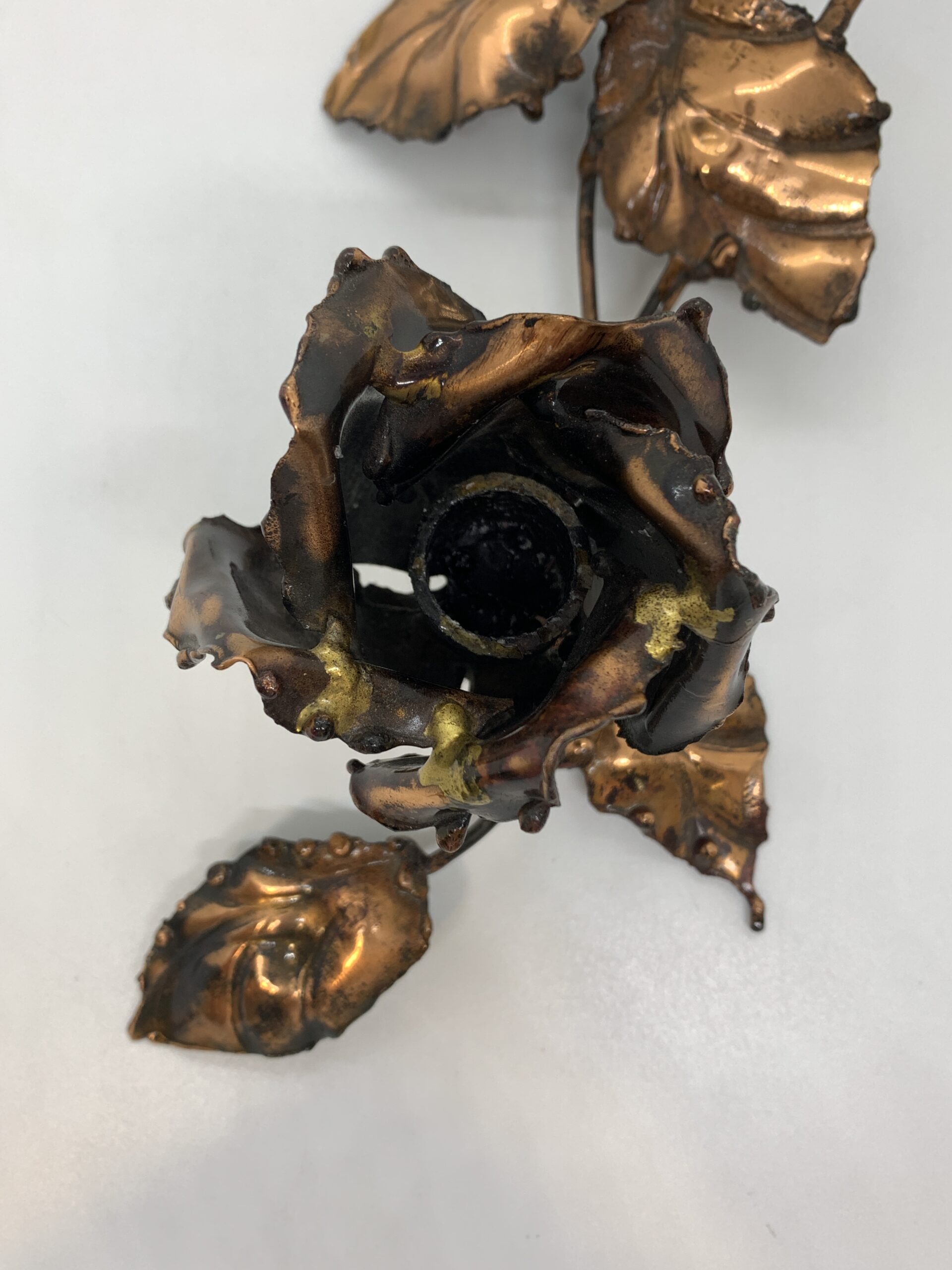 Copper Art Gallery Rose Table Candle Holder - signed M Marik - 44cm