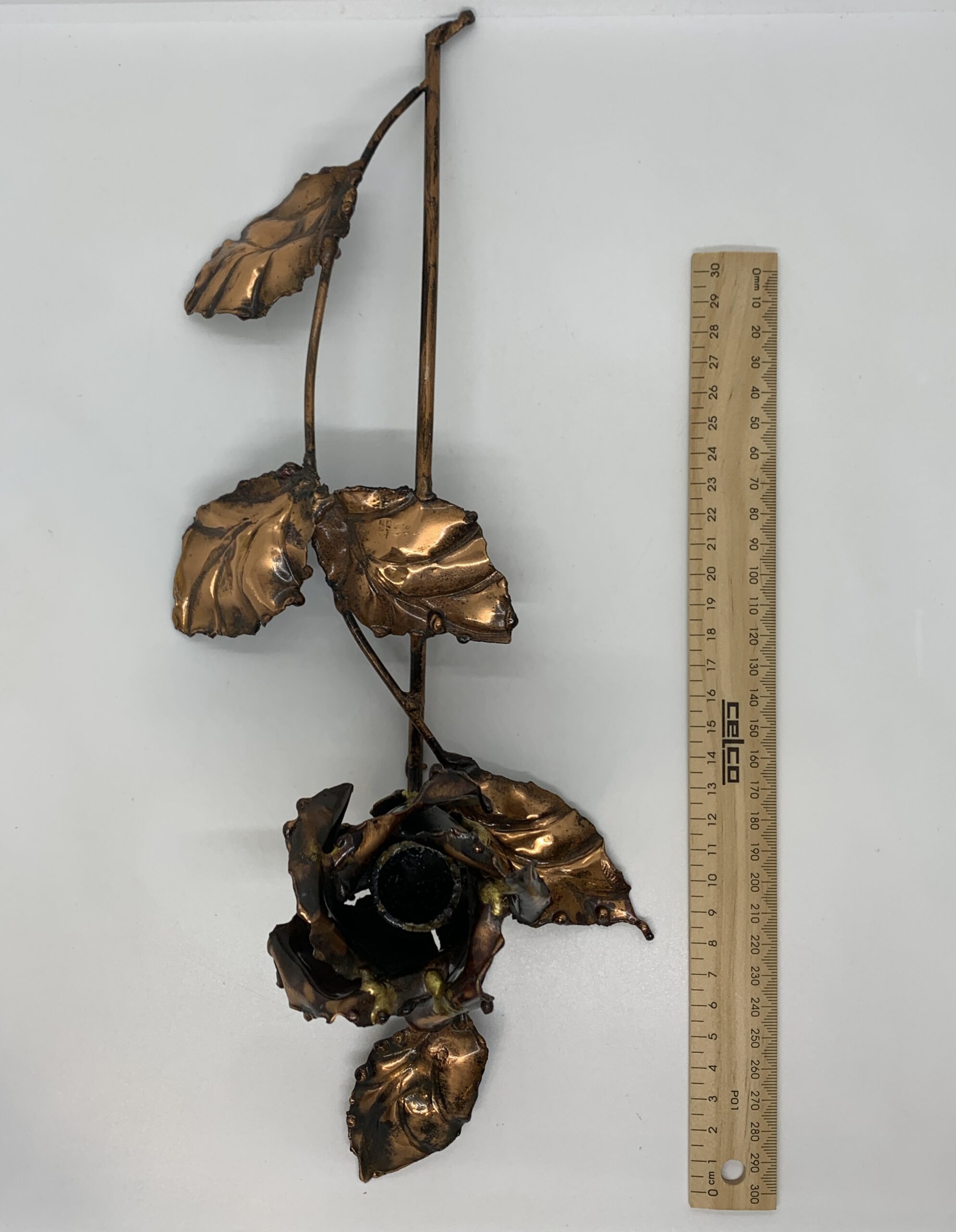 Copper Art Gallery Rose Table Candle Holder - signed M Marik - 44cm