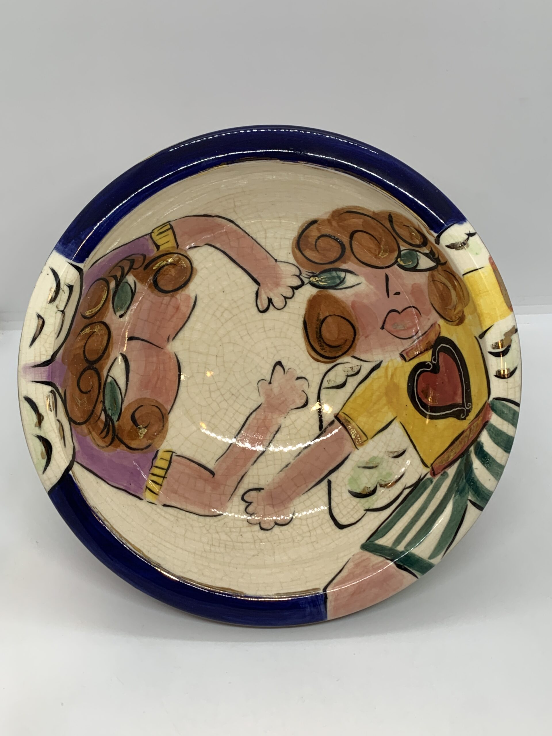 Signed Studio Pottery Hand Painted Bowl signed Marlo 97 22cm wide
