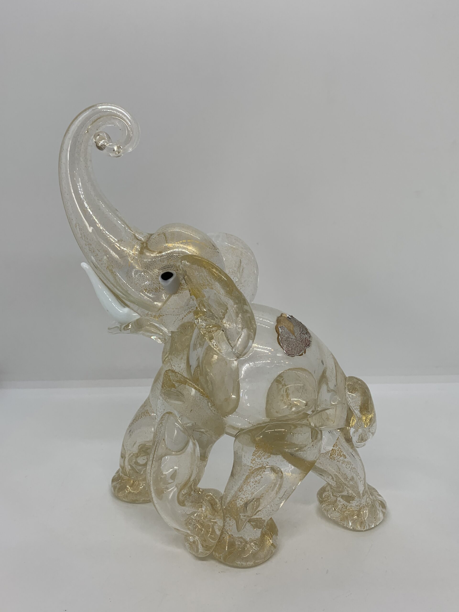 Vintage Murano Glass Elephant with Gold Inclusion 22cm (stickered)