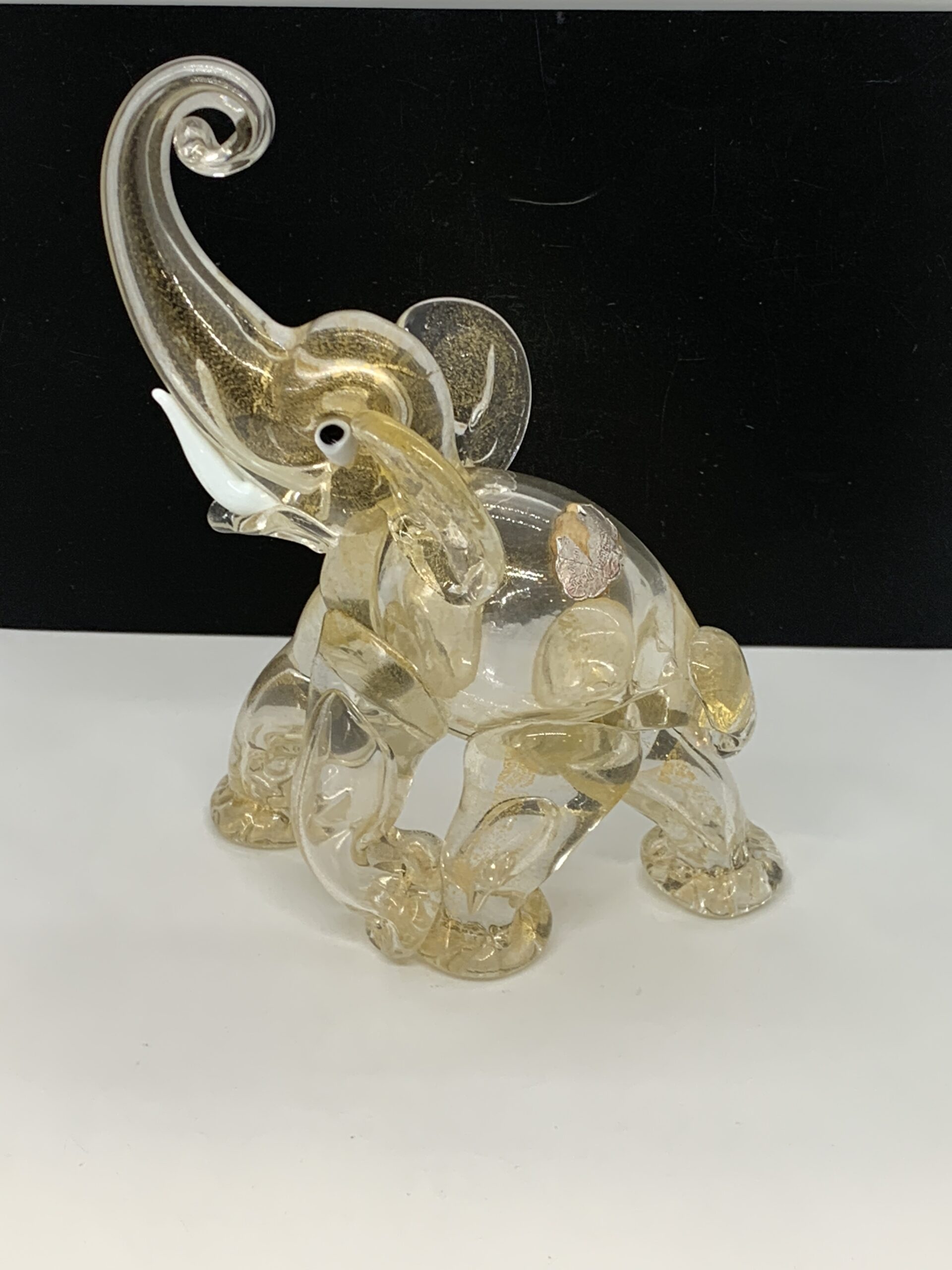 Vintage Murano Glass Elephant with Gold Inclusion 22cm (stickered)
