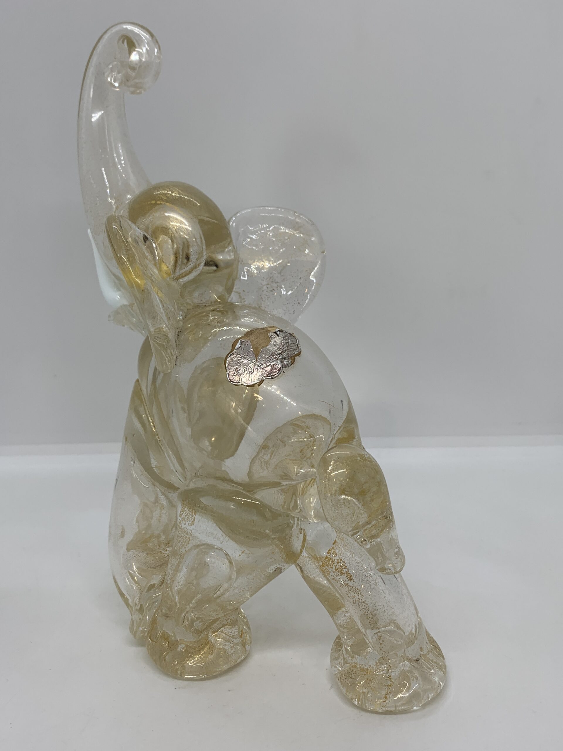 Vintage Murano Glass Elephant with Gold Inclusion 22cm (stickered)