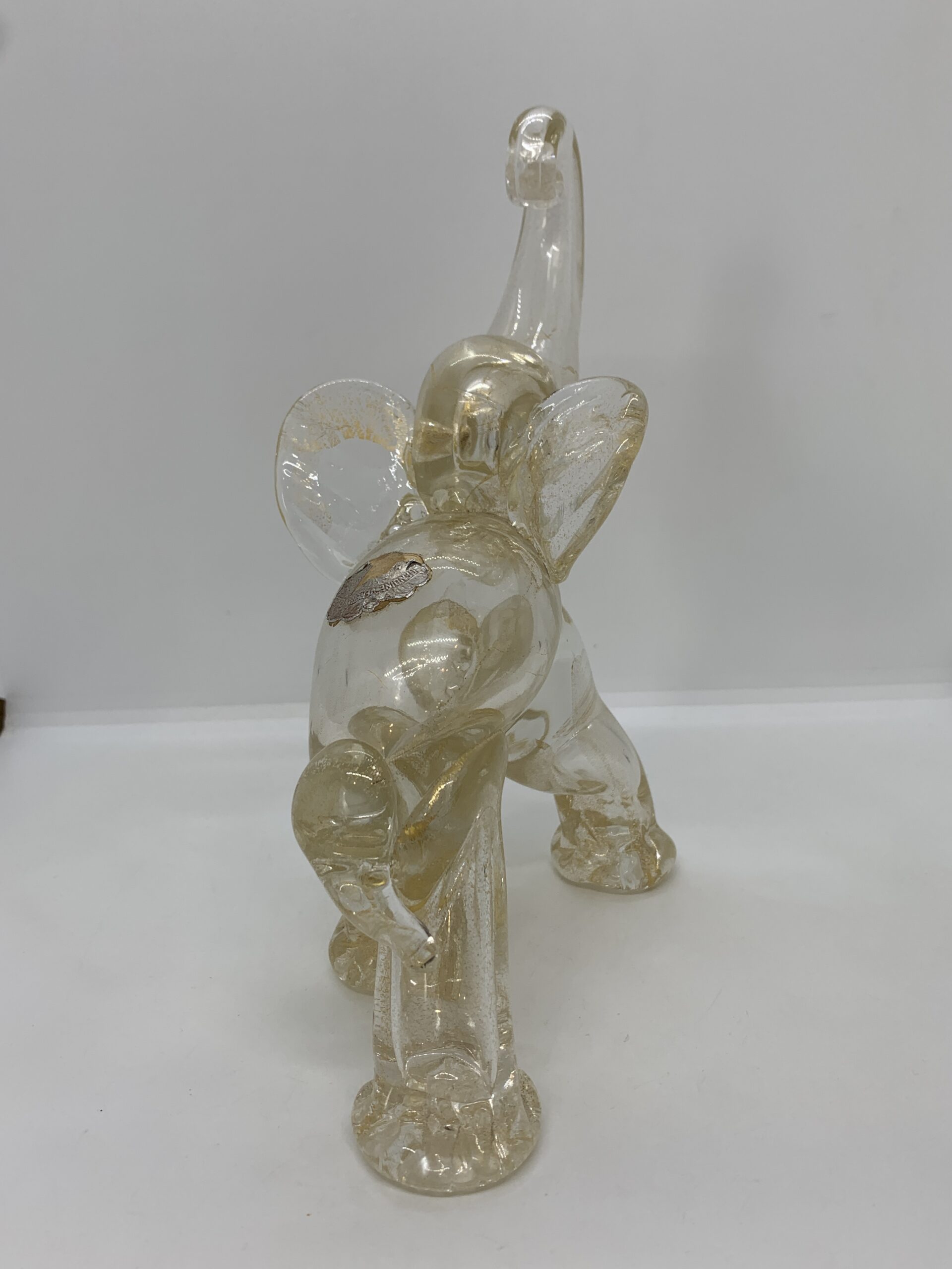 Vintage Murano Glass Elephant with Gold Inclusion 22cm (stickered)