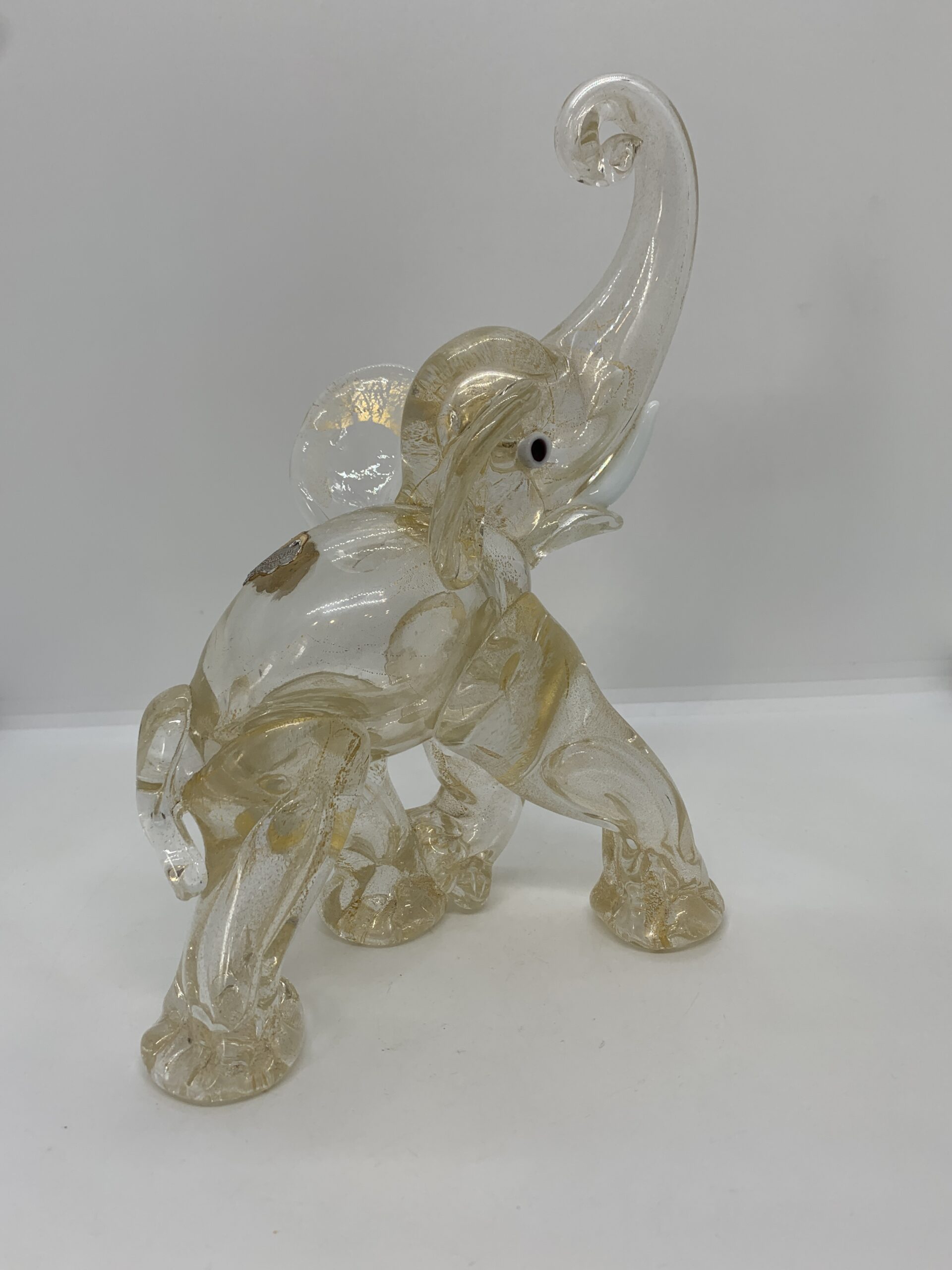 Vintage Murano Glass Elephant with Gold Inclusion 22cm (stickered)