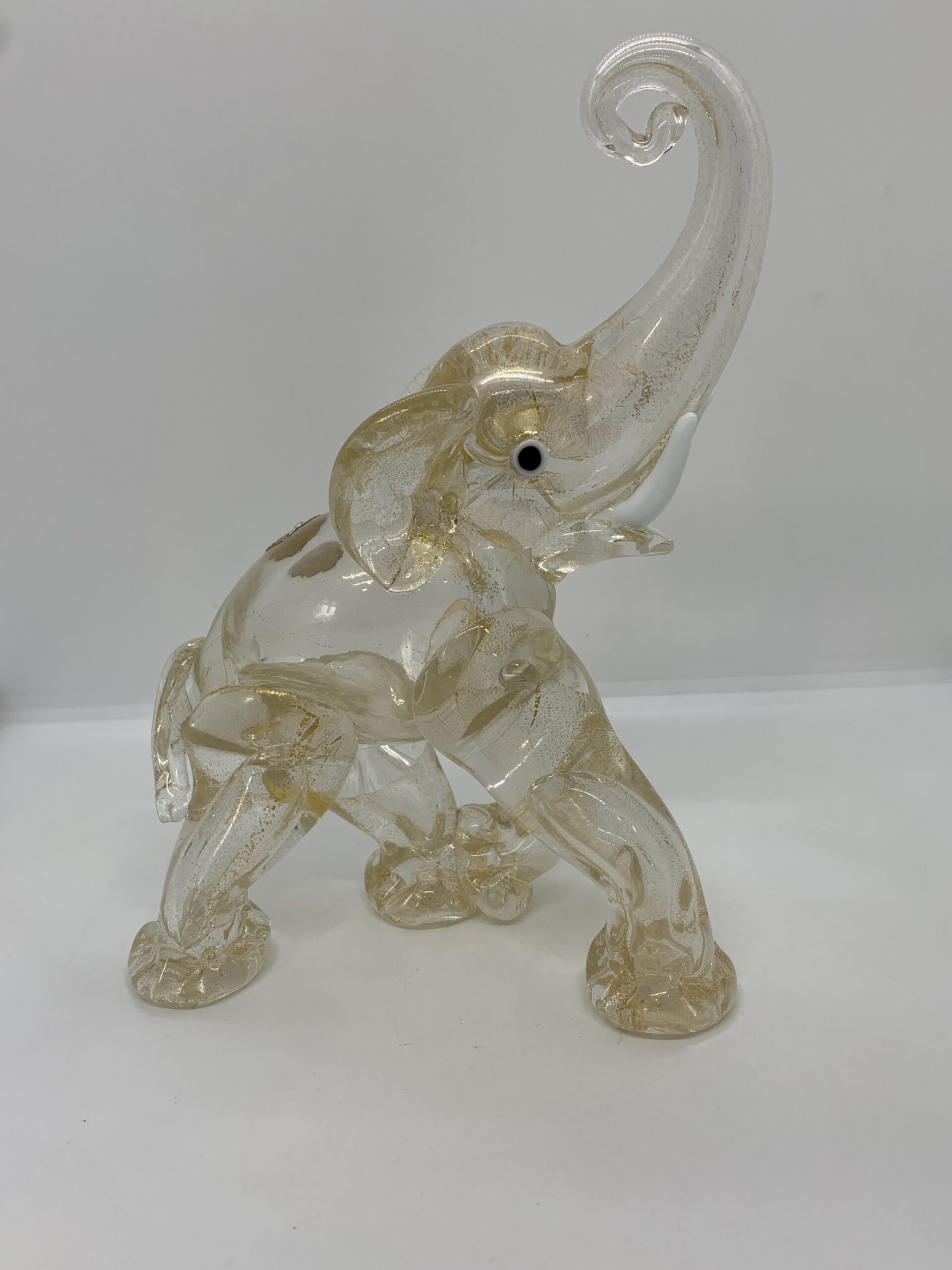 Vintage Murano Glass Elephant with Gold Inclusion 22cm (stickered)