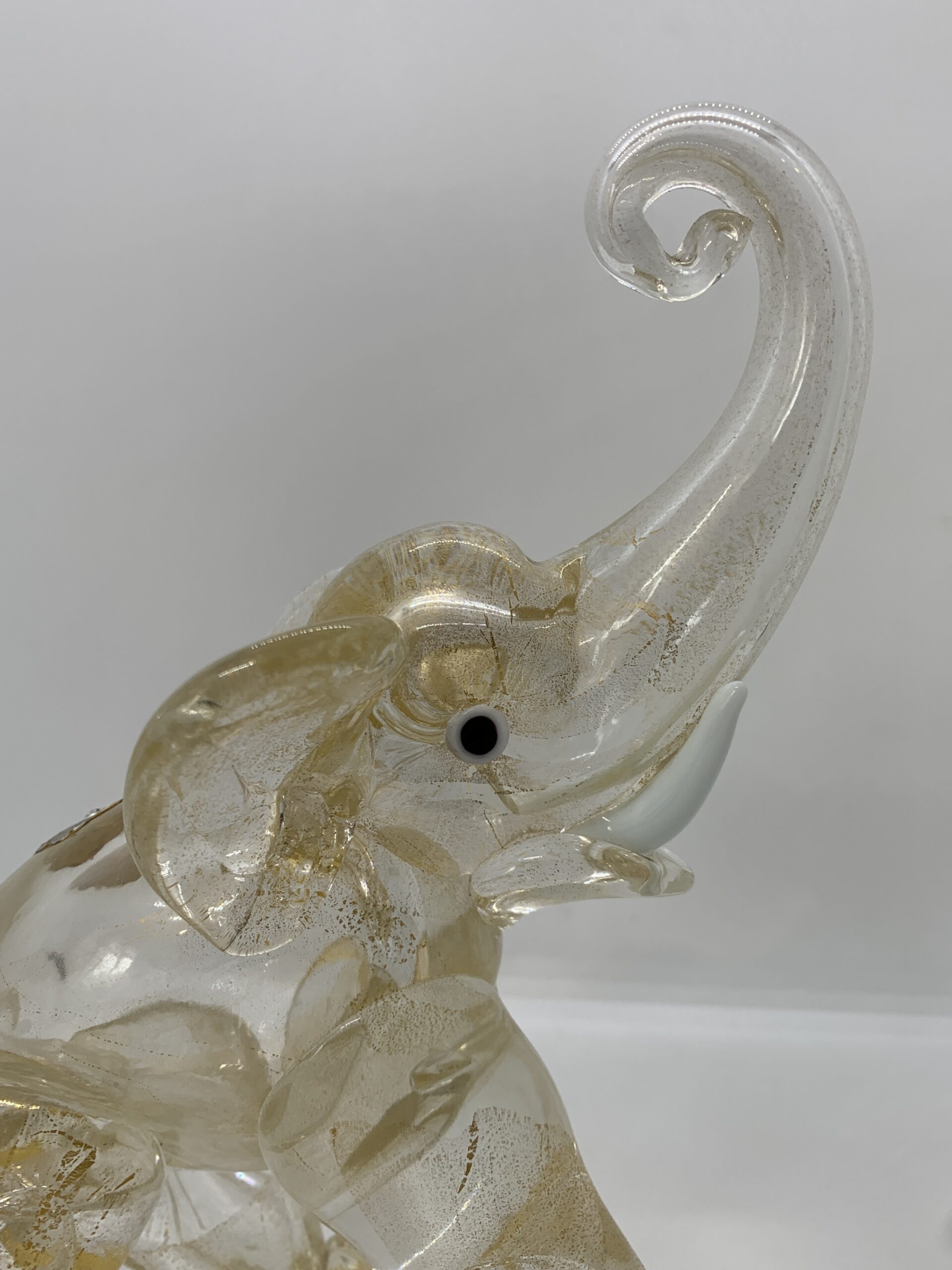 Vintage Murano Glass Elephant with Gold Inclusion 22cm (stickered)
