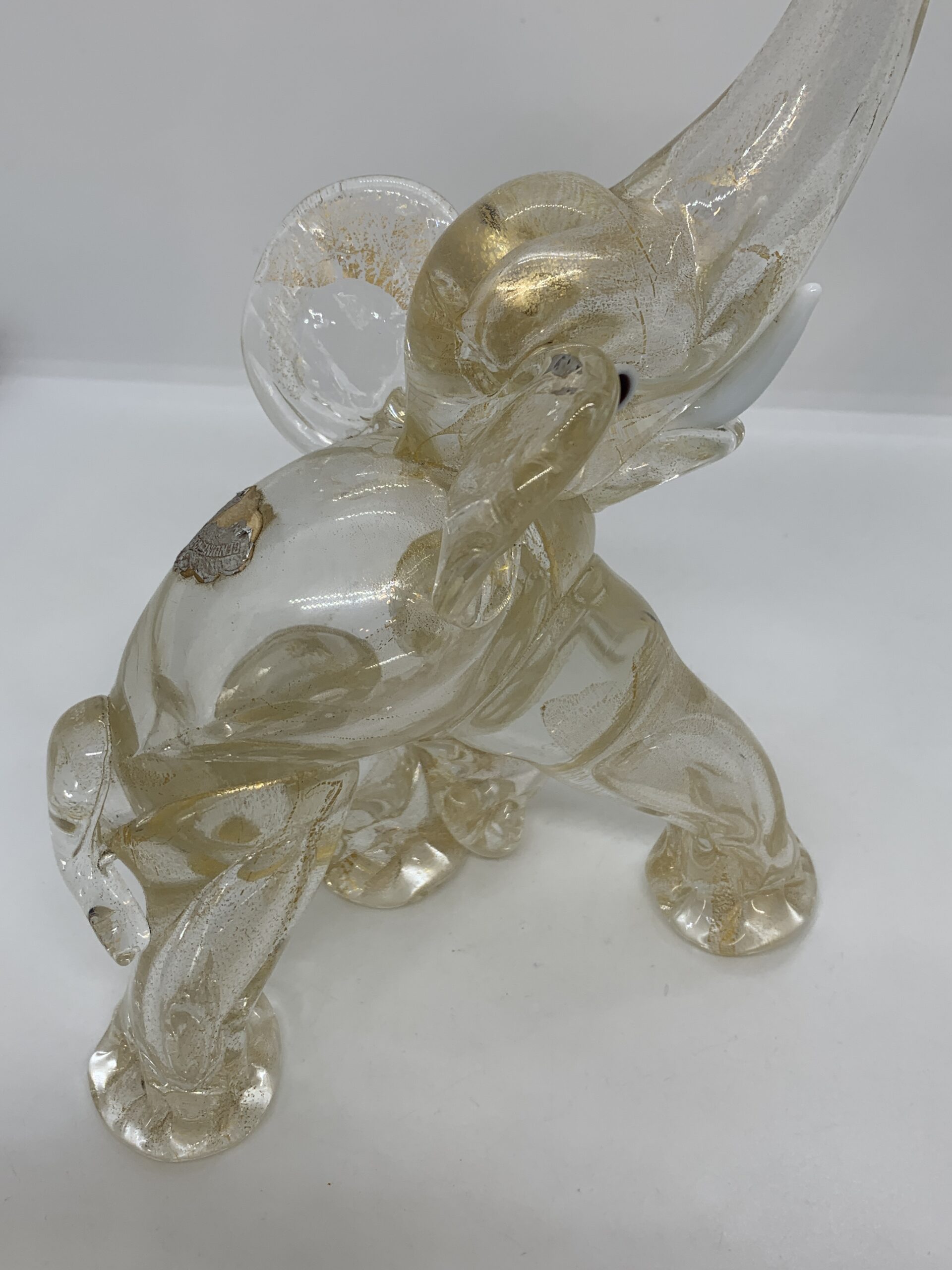 Vintage Murano Glass Elephant with Gold Inclusion 22cm (stickered)