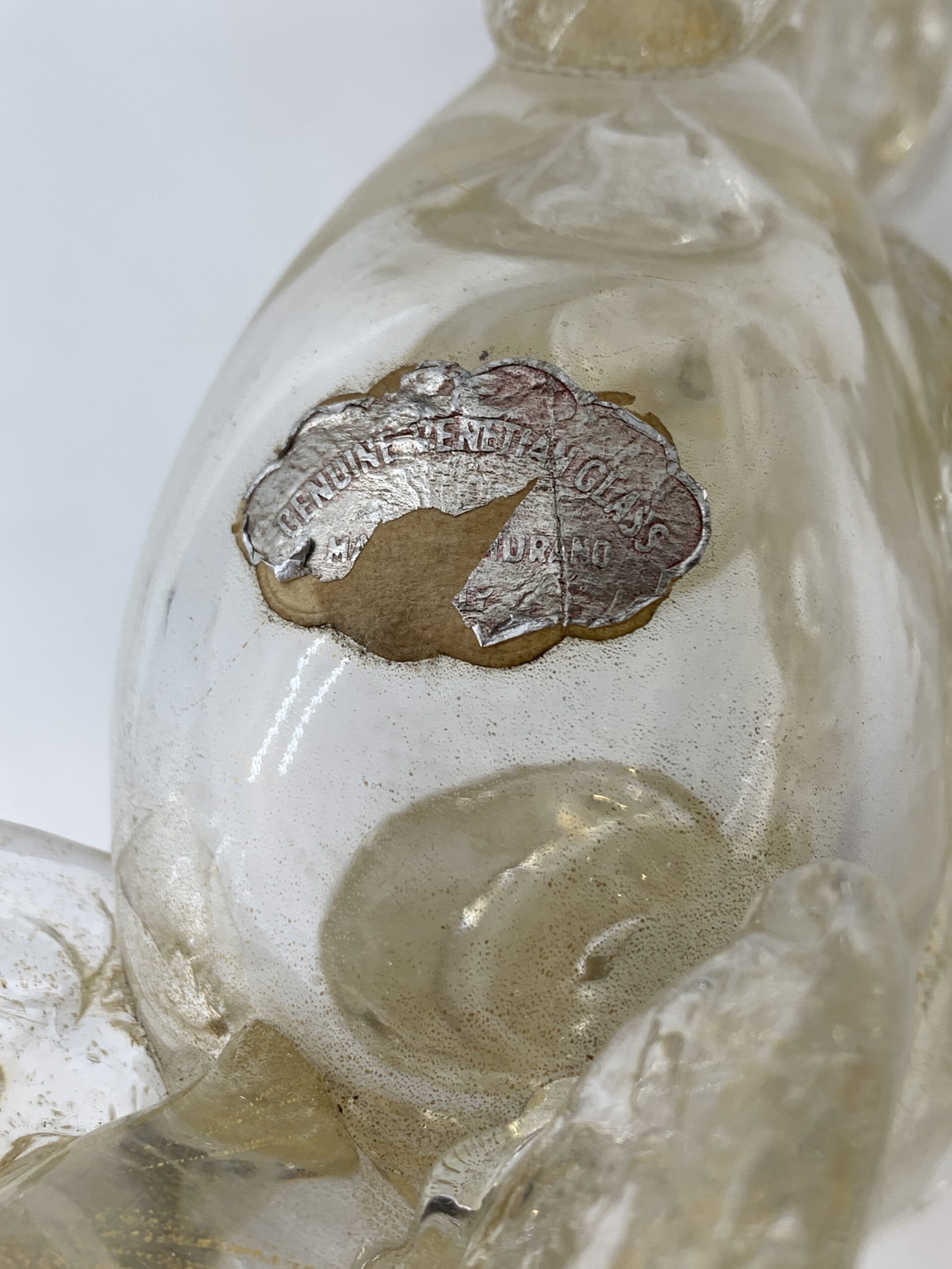 Vintage Murano Glass Elephant with Gold Inclusion 22cm (stickered)