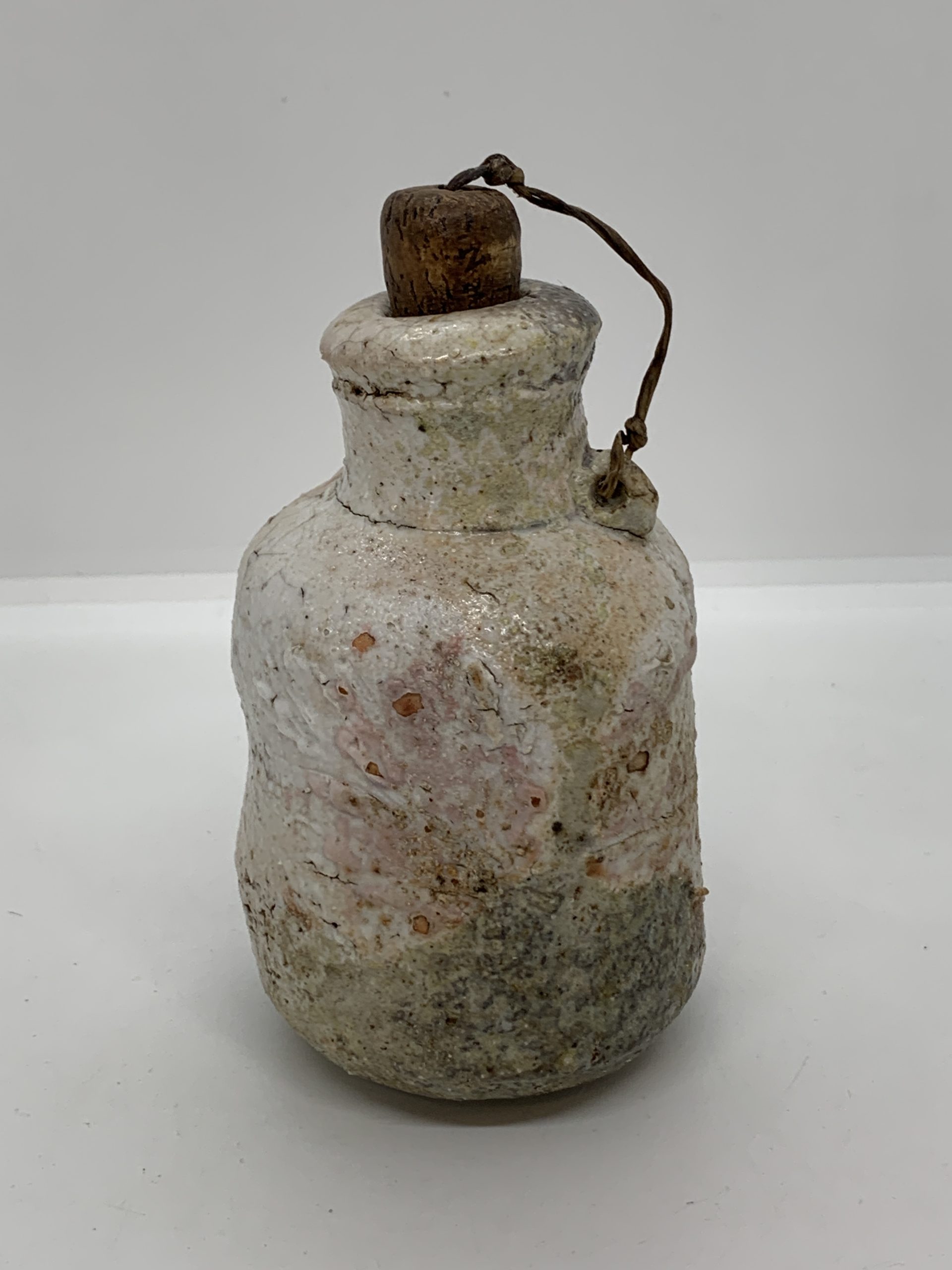 Rustic Pottery Bottle with Cork 11cm
