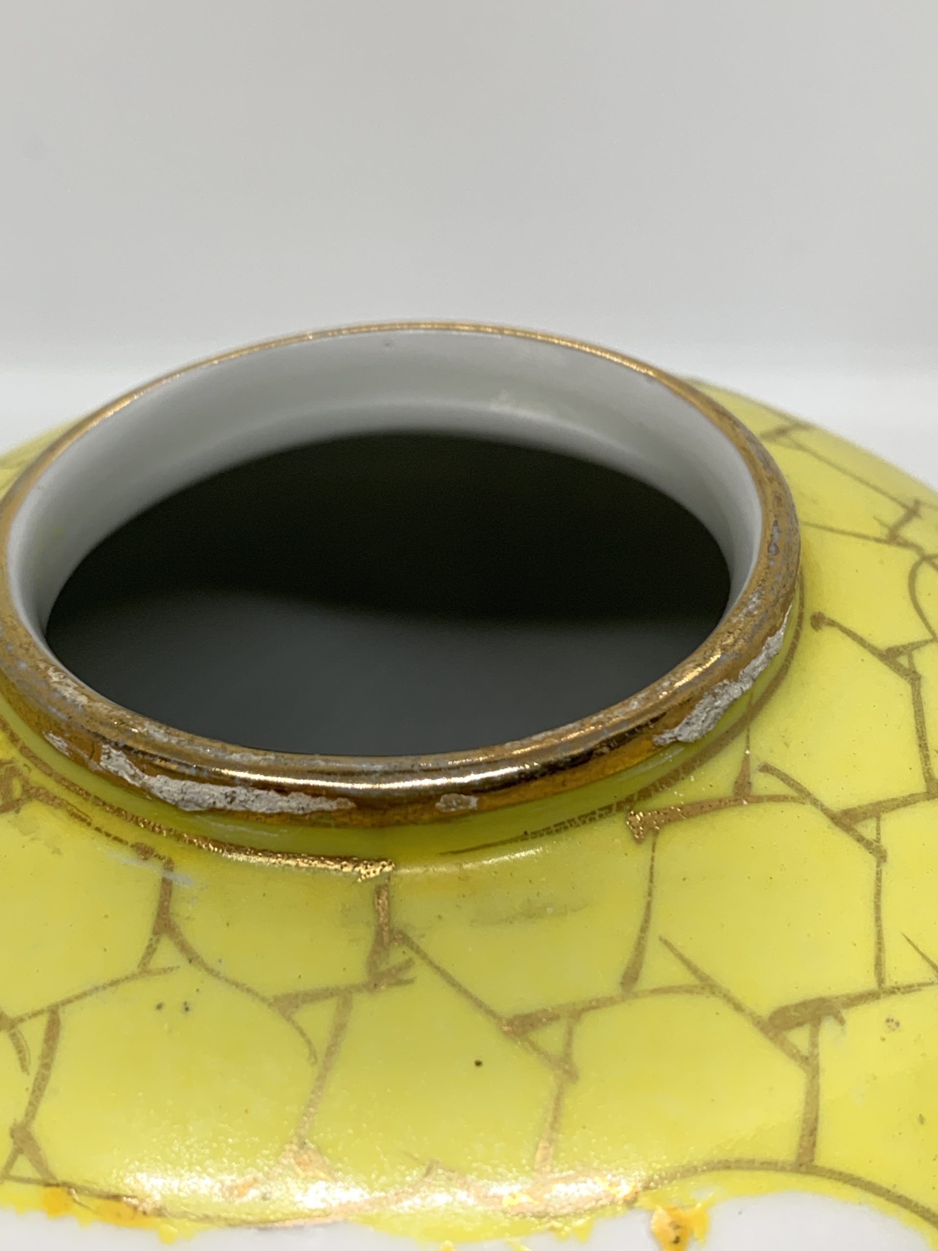 Yellow Ginger Jar with Handpainted Dragon Design 14cm