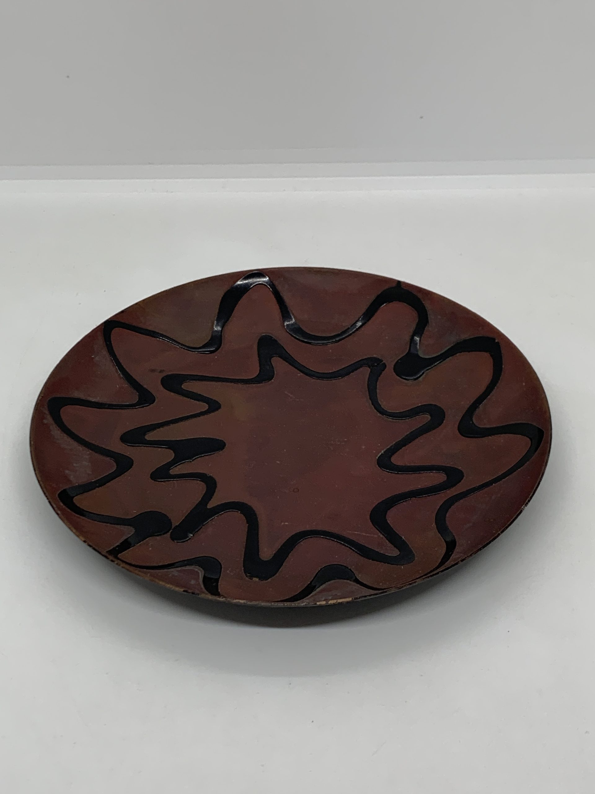 Brown Squiggle Enamel Plate 17cm